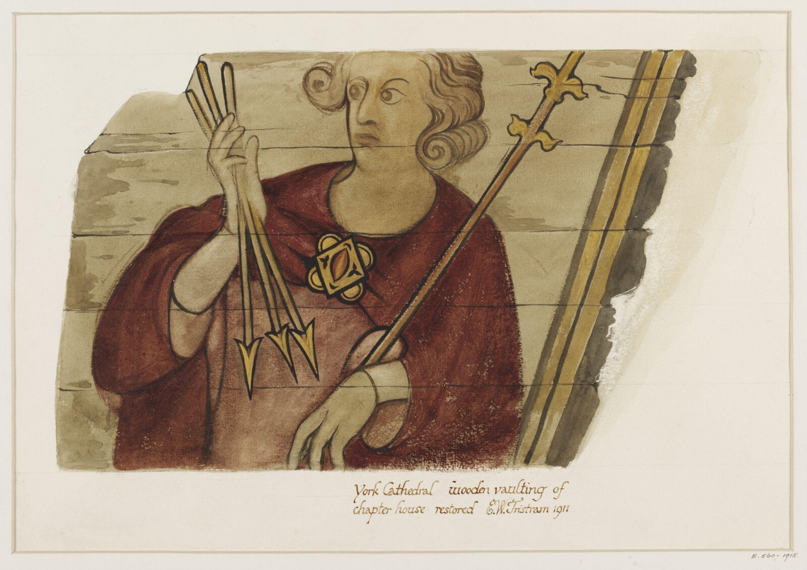 Watercolour drawing, Ernest William Tristram, 1911