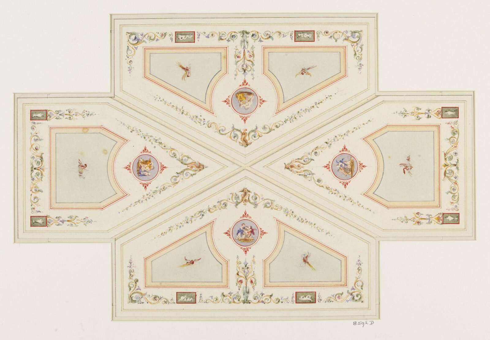 Design for a ceiling decoration, Leonard William Collman, ca. 1840