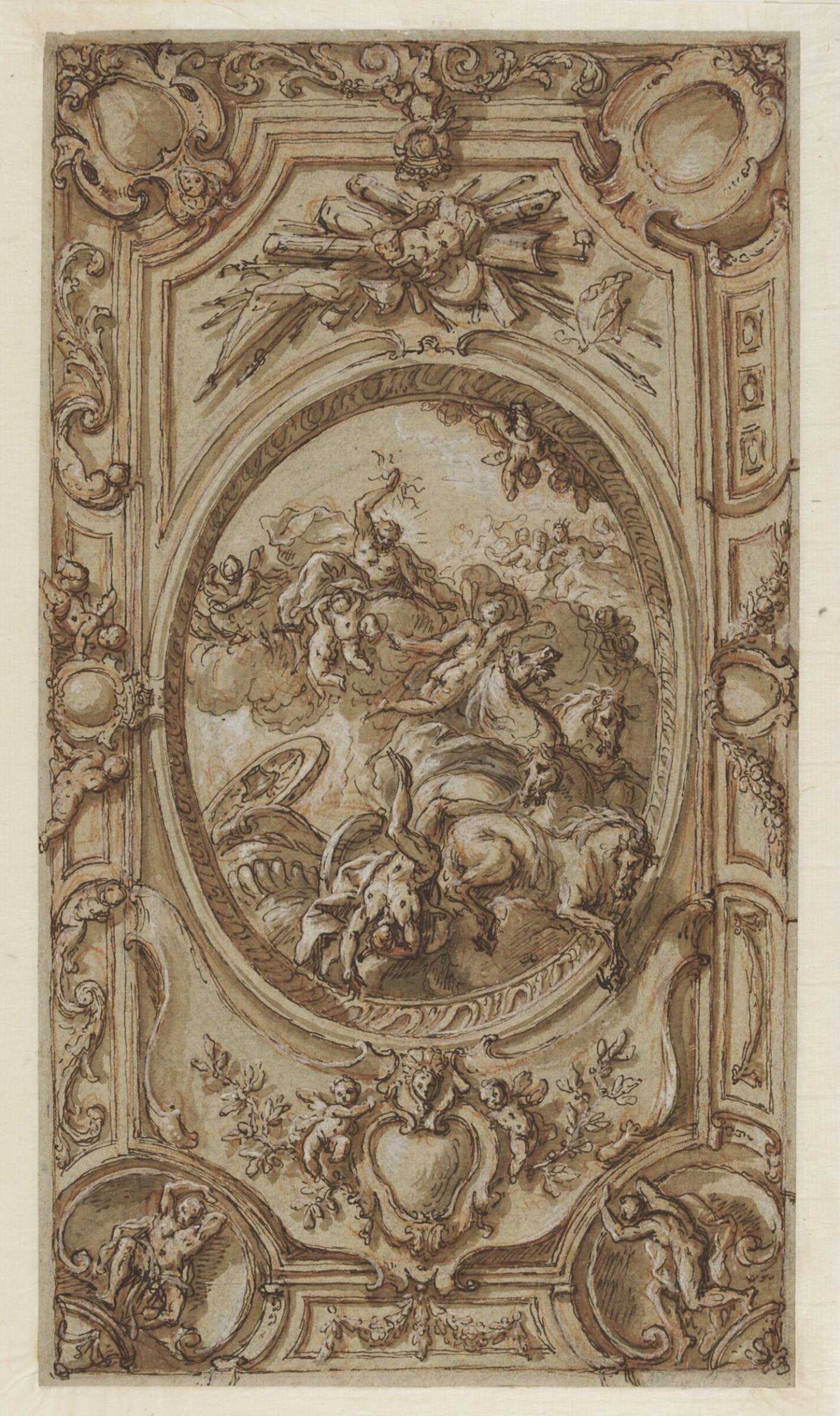 Design for a ceiling painting depicting the Fall of Phaeton, Thornhill, early 18th century