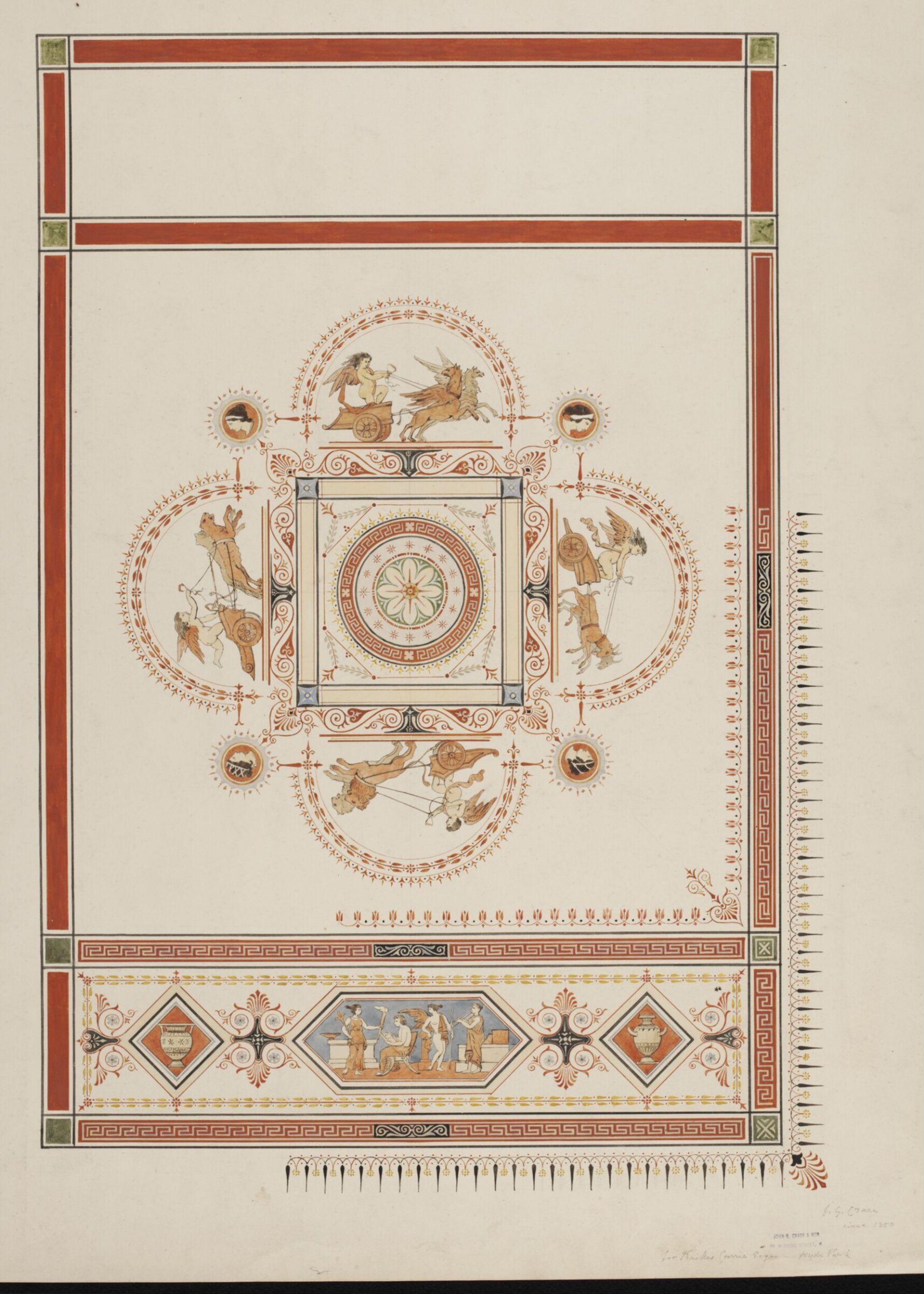 Design for a ceiling for Mr Raikes Currie, Hyde Park, John Gregory Crace, circa 1850