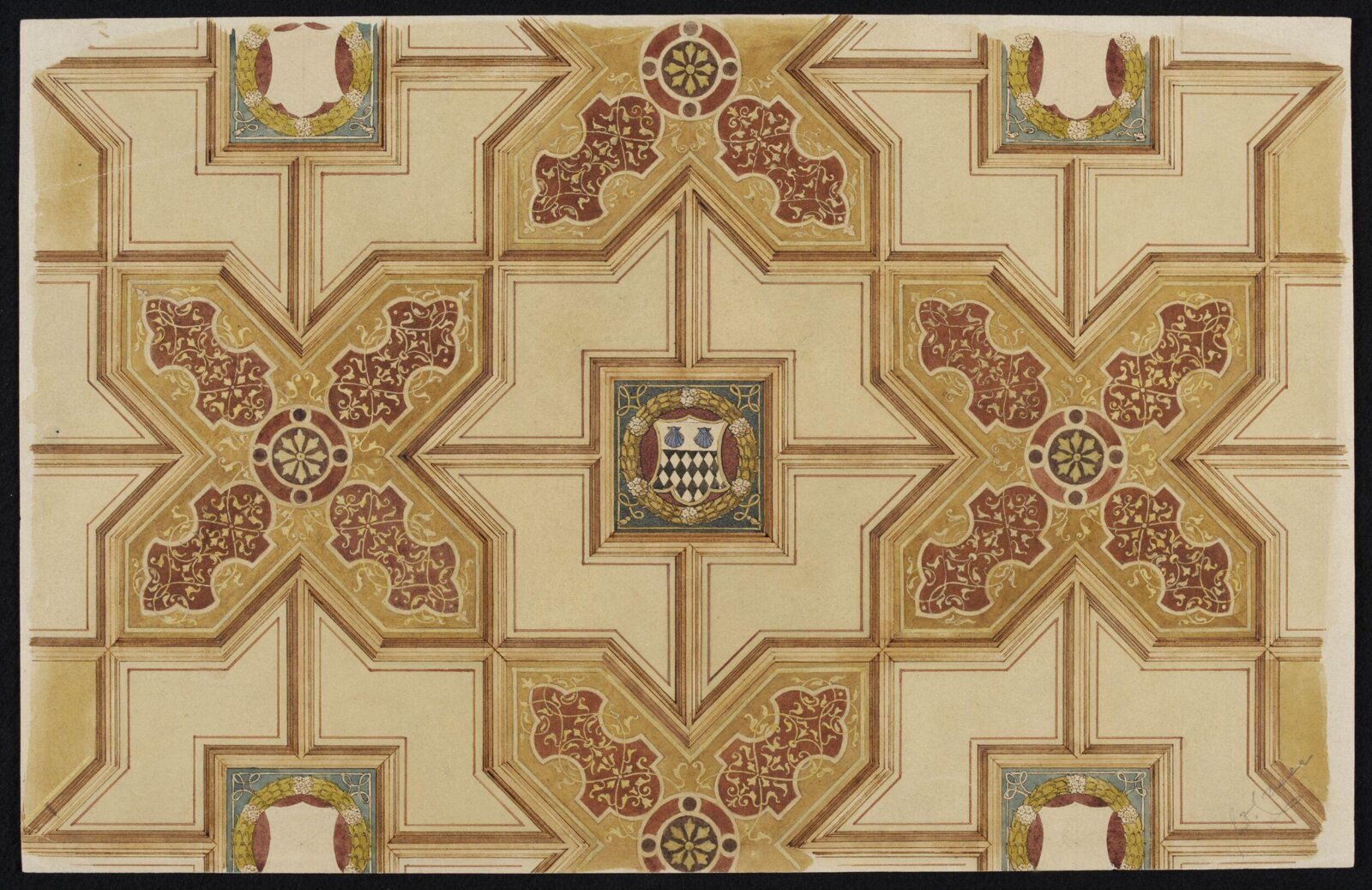 Ceiling decoration, Crawley Court, Winchester, John Dibblee Crace, late 19th century