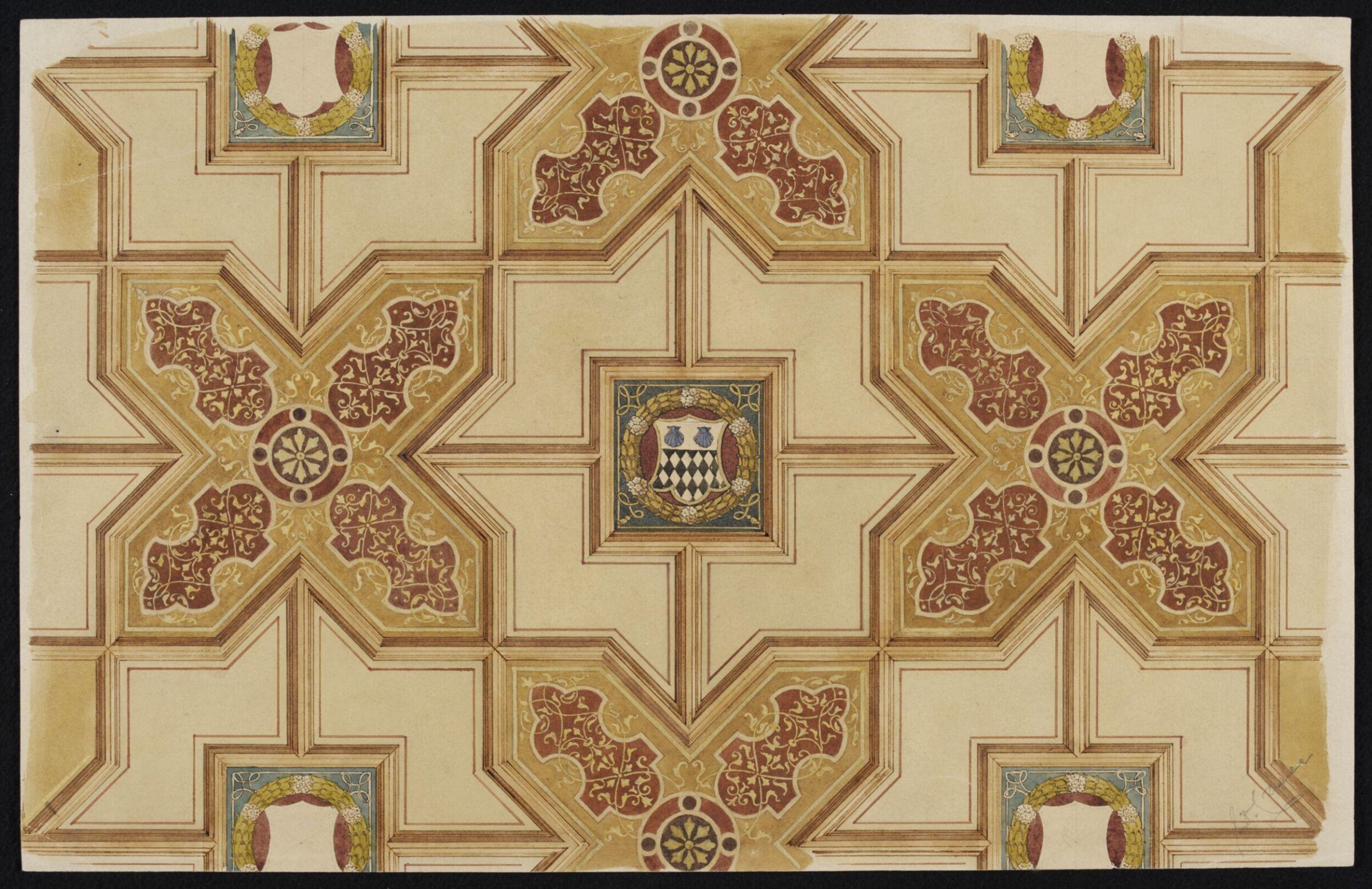 Ceiling decoration, Crawley Court, Winchester, John Dibblee Crace, late 19th century