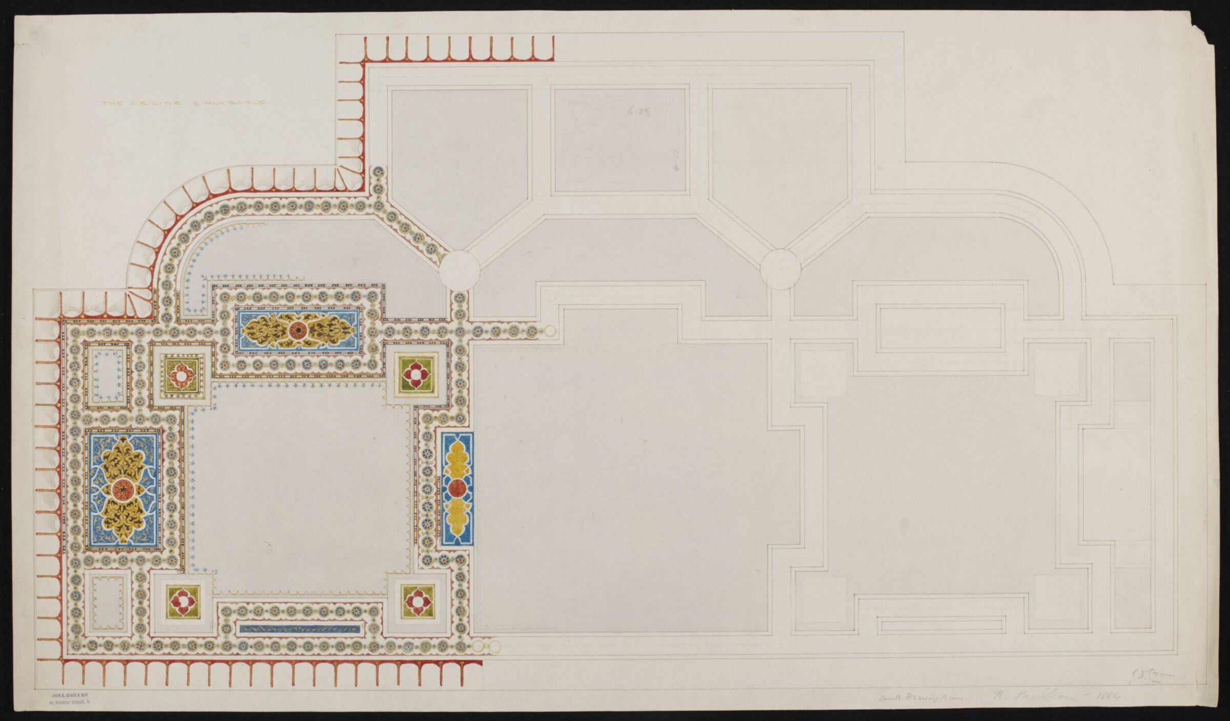 Drawing room at the Royal Pavilion, Brighton, John Dibblee Crace, 1884-1898