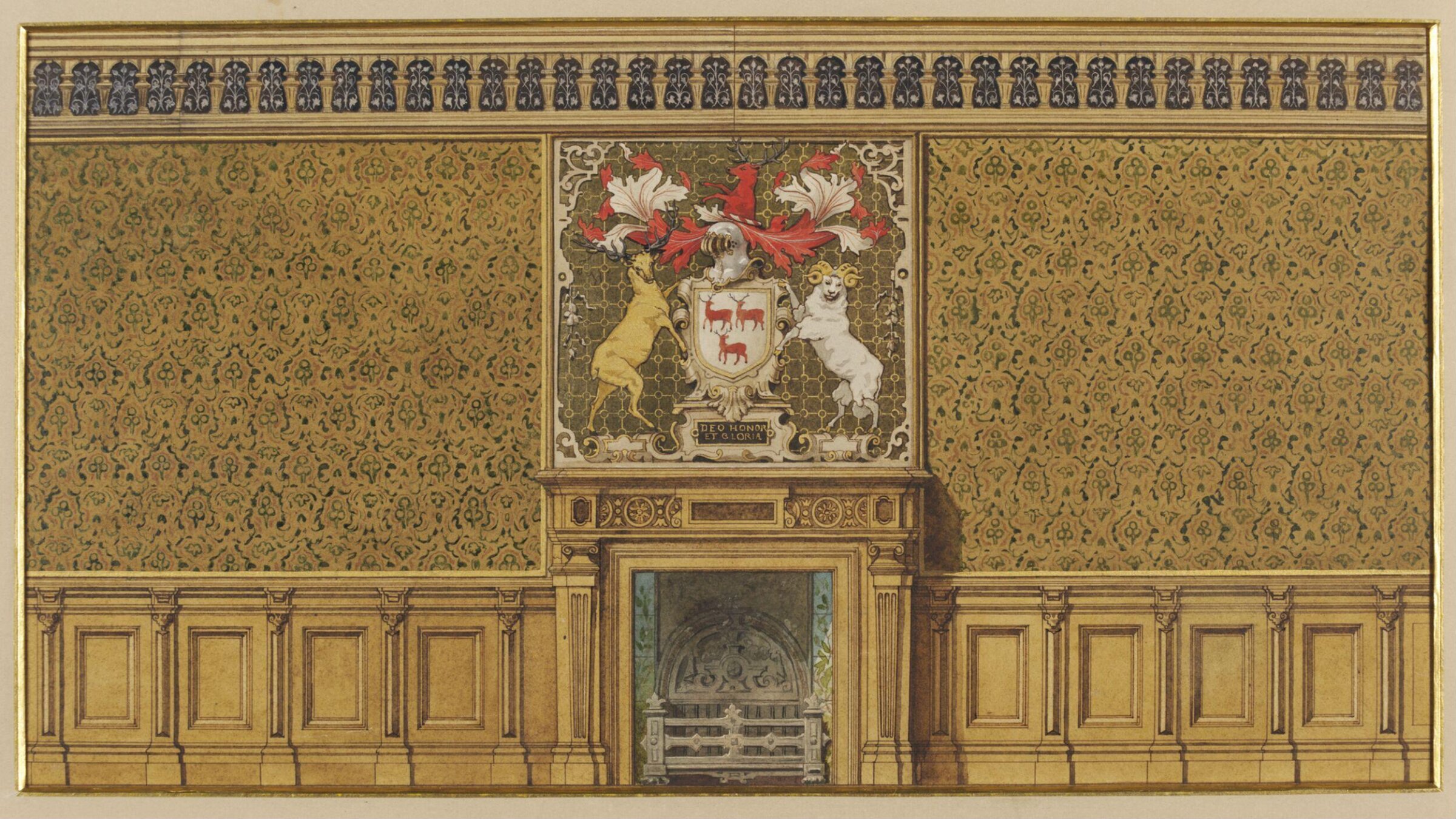 Decoration of an entrance hall, John Dibblee Crace, circa 1885