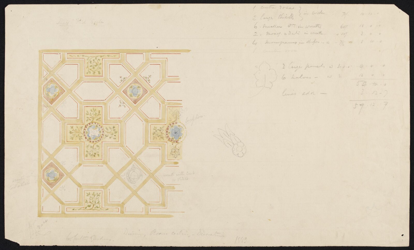 Ceiling decoration, John Dibblee Crace, 1883