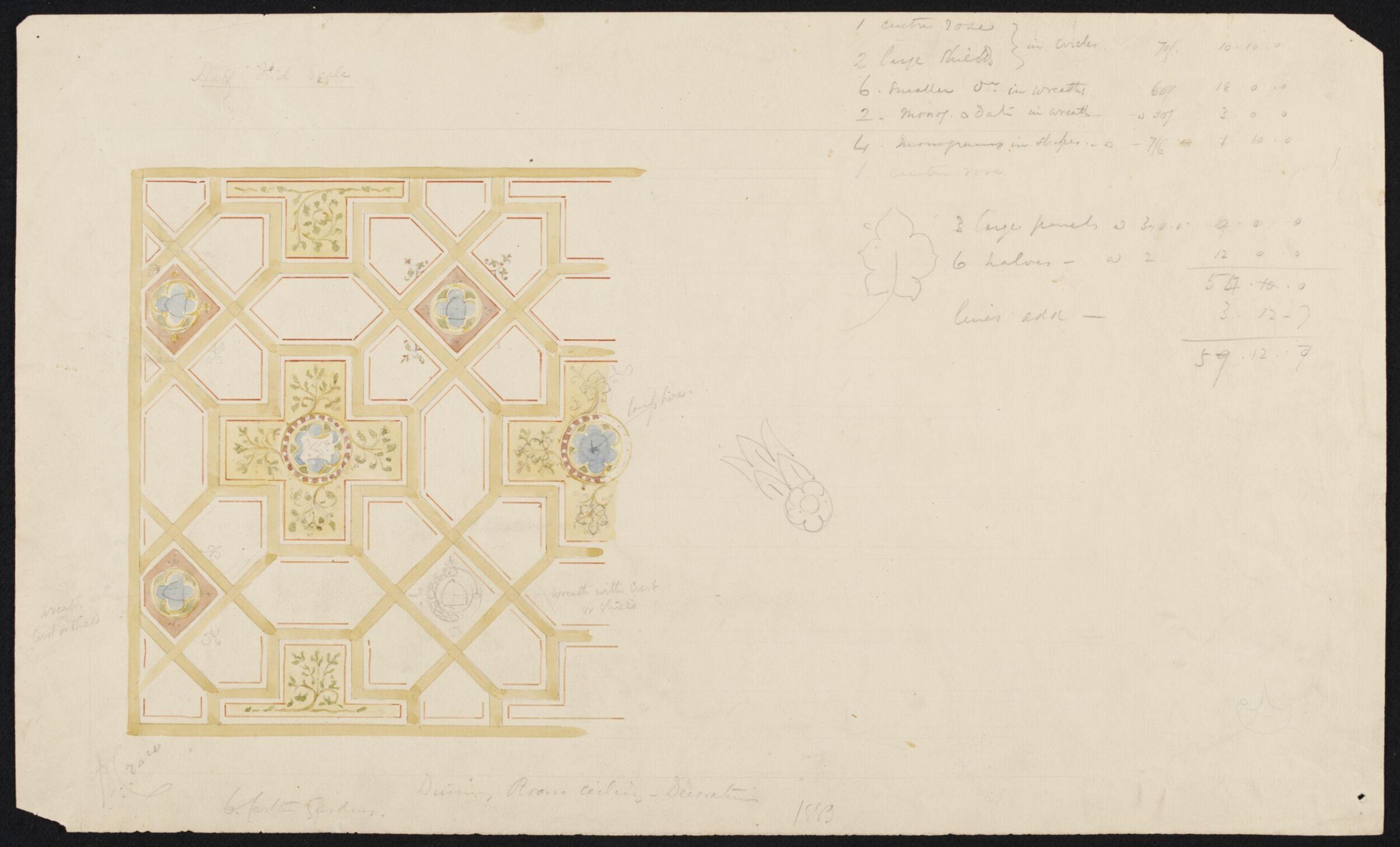 Ceiling decoration, John Dibblee Crace, 1883