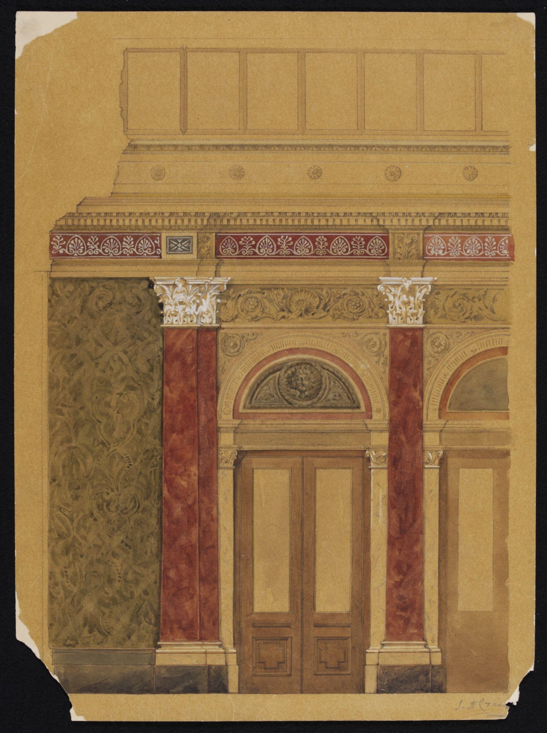 Design for mural decoration, John Dibblee Crace, 1887