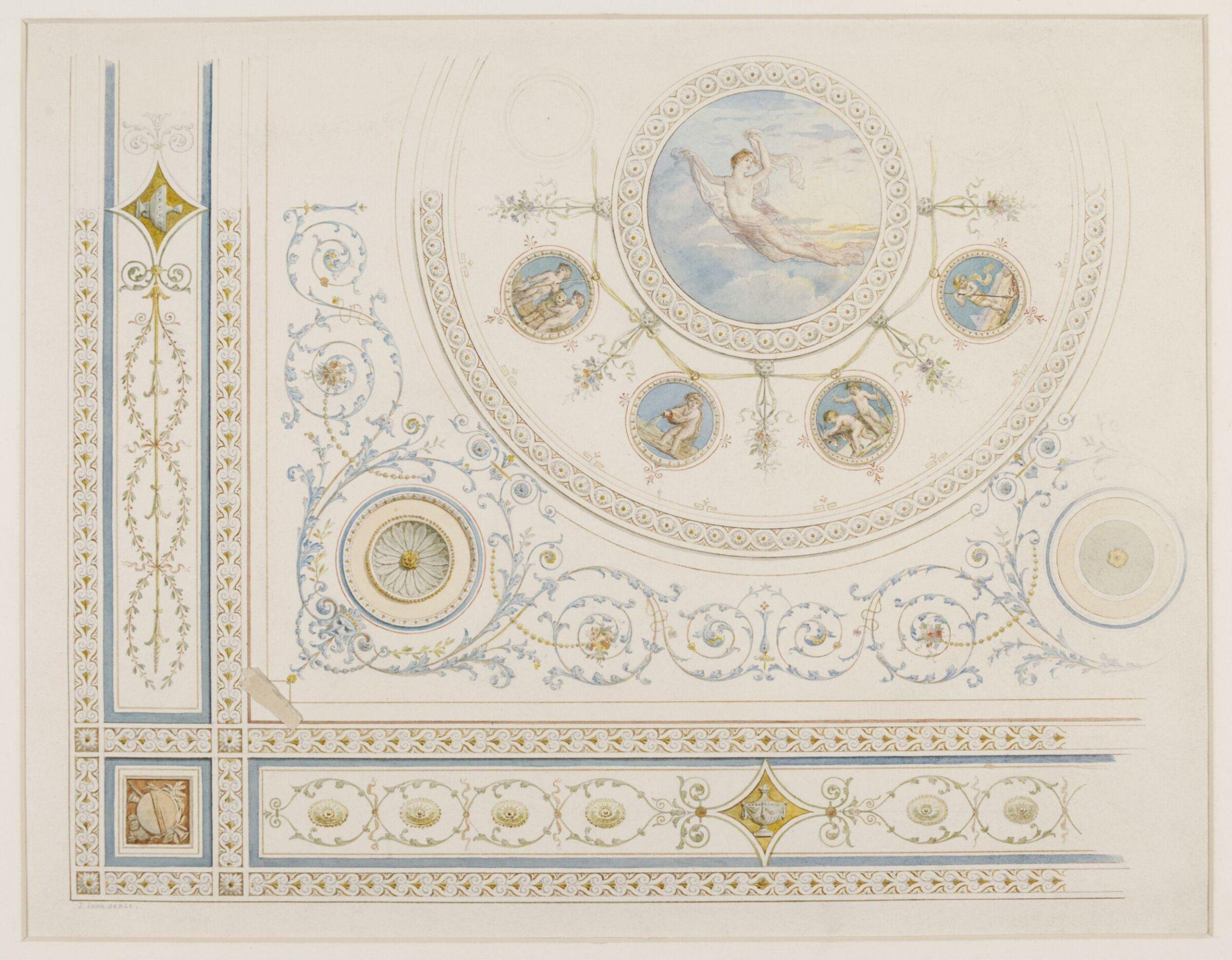 Ceiling decoration at 31 Hill Street, London, John Dibblee Crace, circa 1880