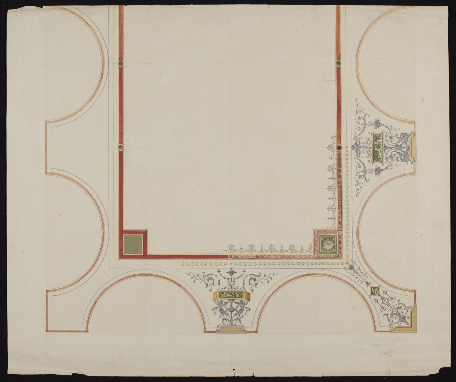 Ceiling decoration at Brambridge Hall, John Dibblee Crace, circa 1880