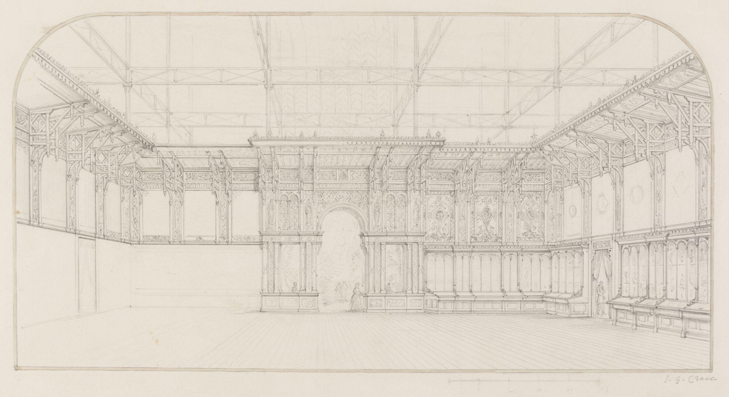 Design for interior decoration at Crystal Palace, John Gregory Crace, 1855