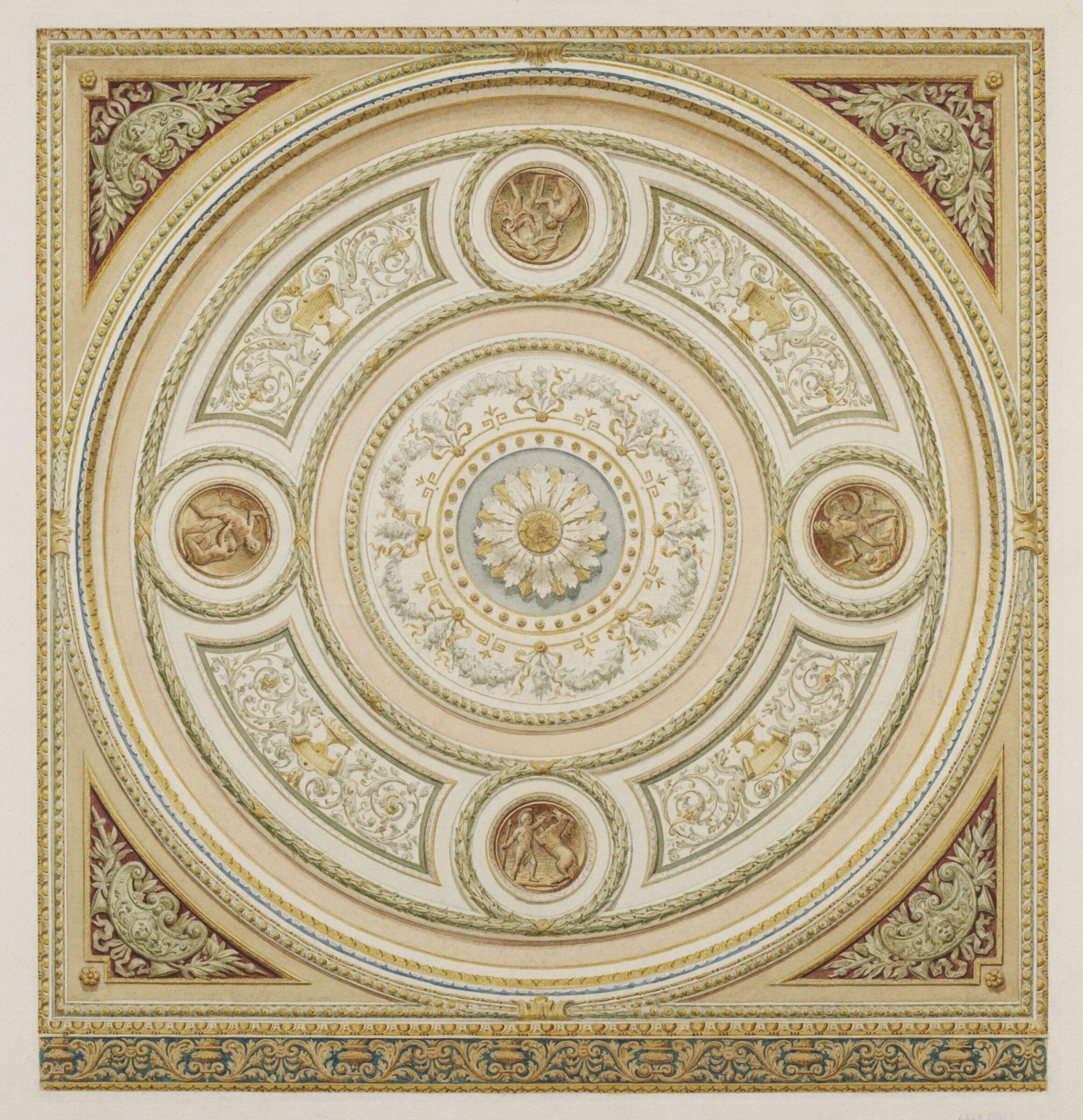 Design for a ceiling at Grosvenor House, John Gregory Crace, mid 19th century