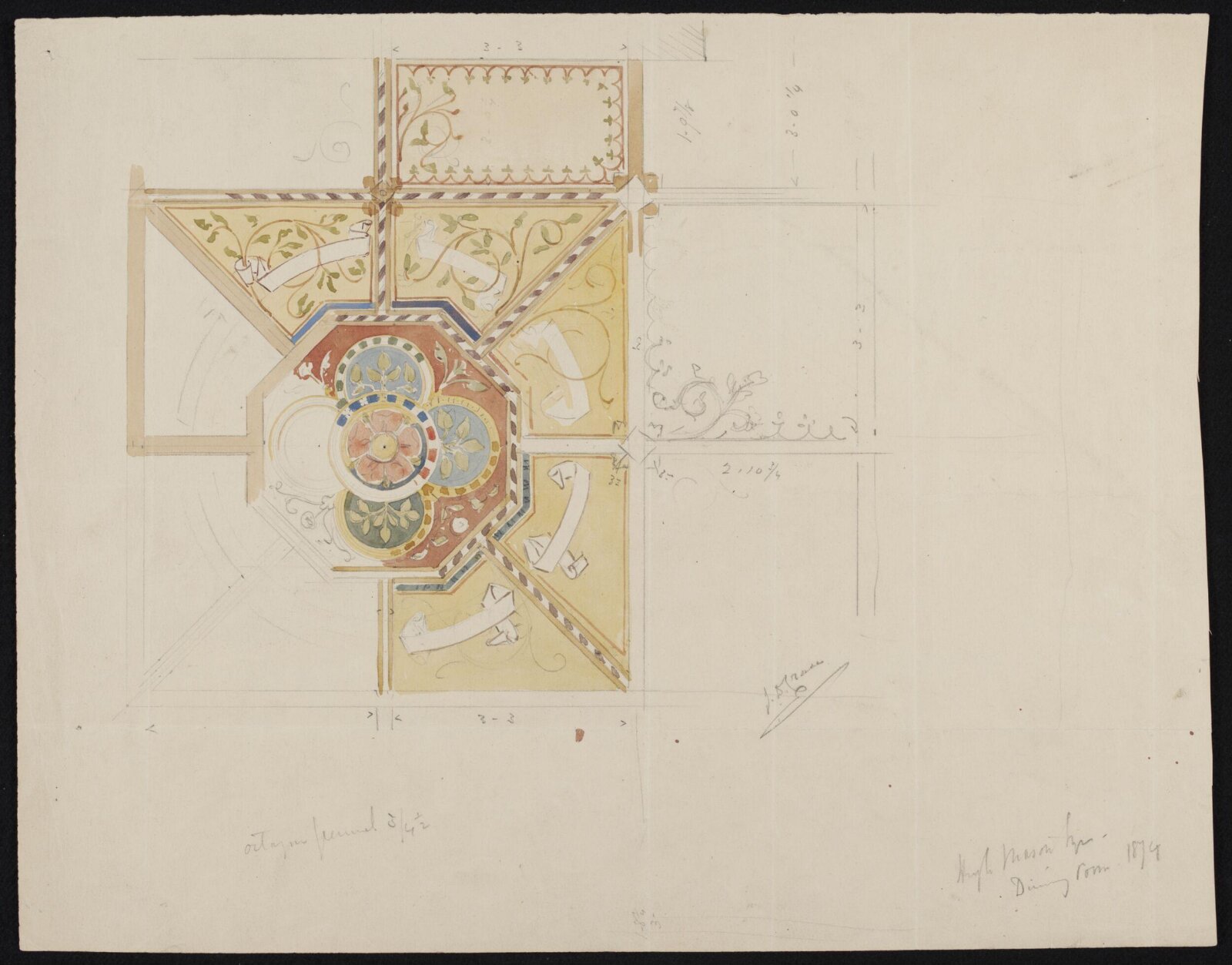 Ceiling decoration, John Dibblee Crace, 1874