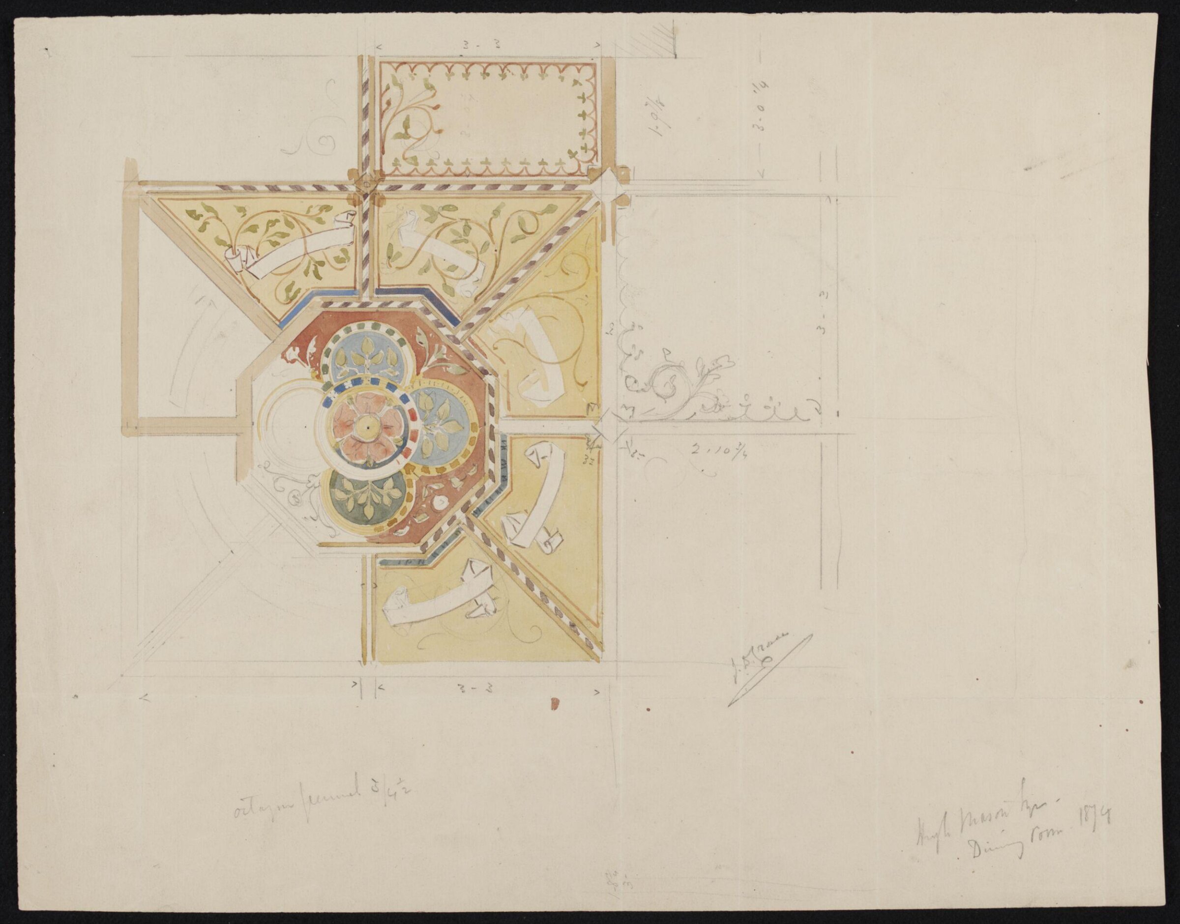 Ceiling decoration, John Dibblee Crace, 1874
