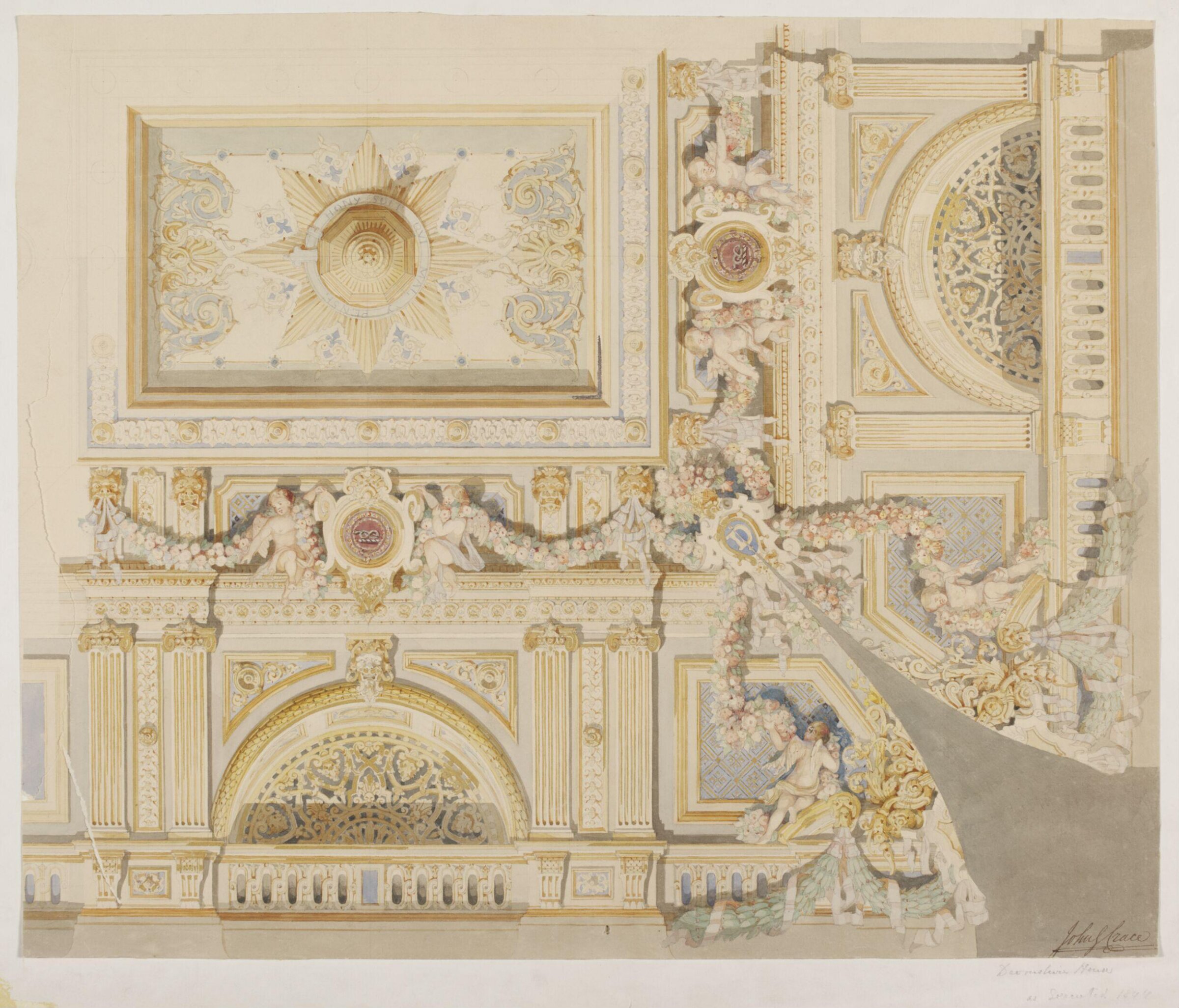 Design for a ceiling at Devonshire House, John Gregory Crace, 1844
