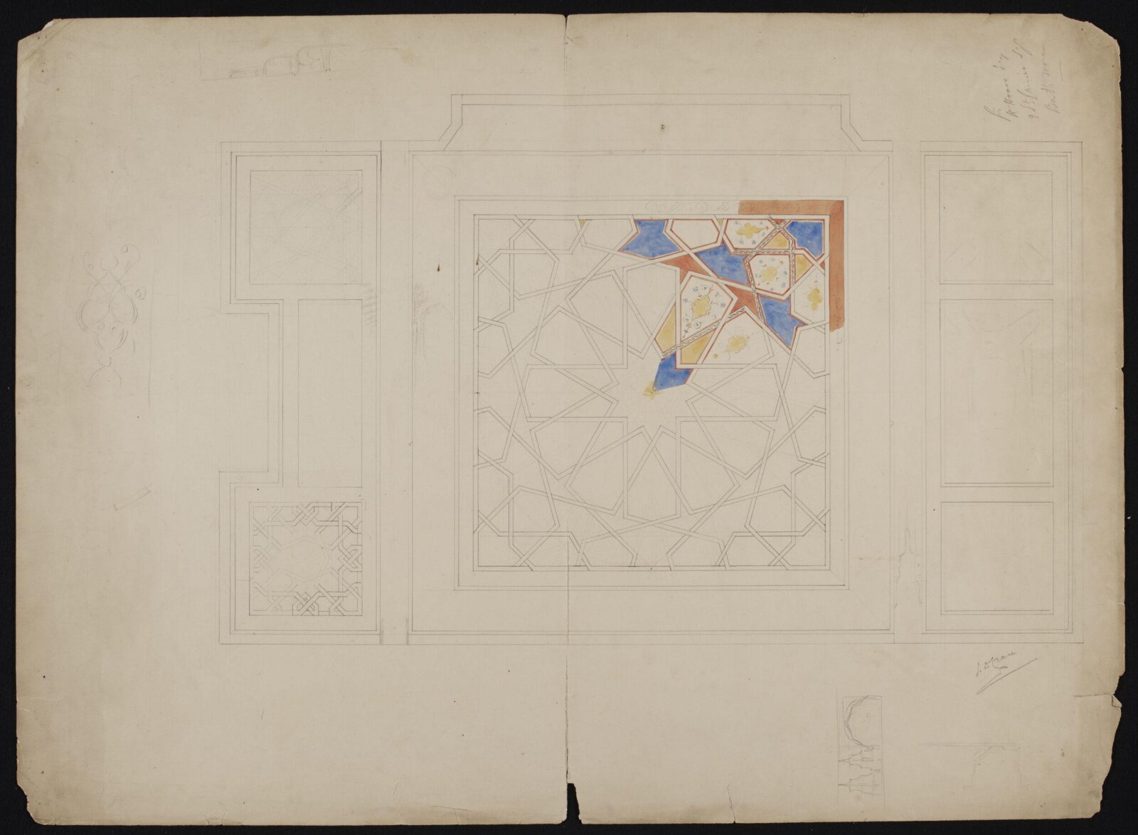 Design for ceiling decoration, John Dibblee Crace, late 19th century