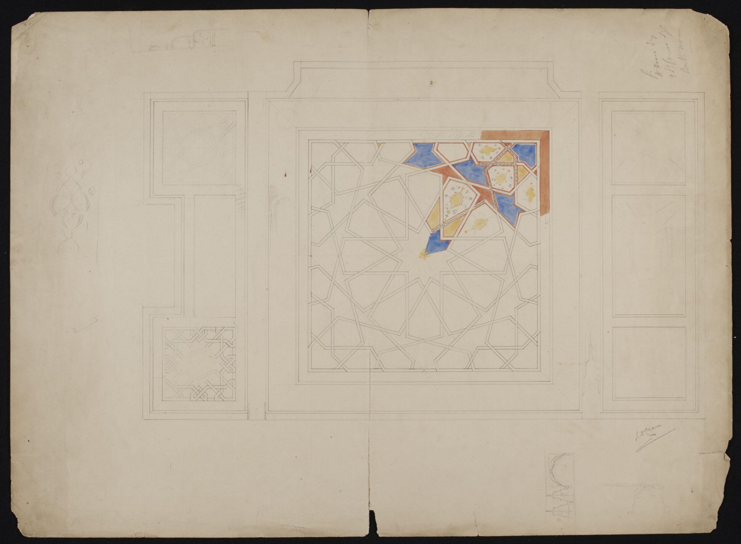 Design for ceiling decoration, John Dibblee Crace, late 19th century