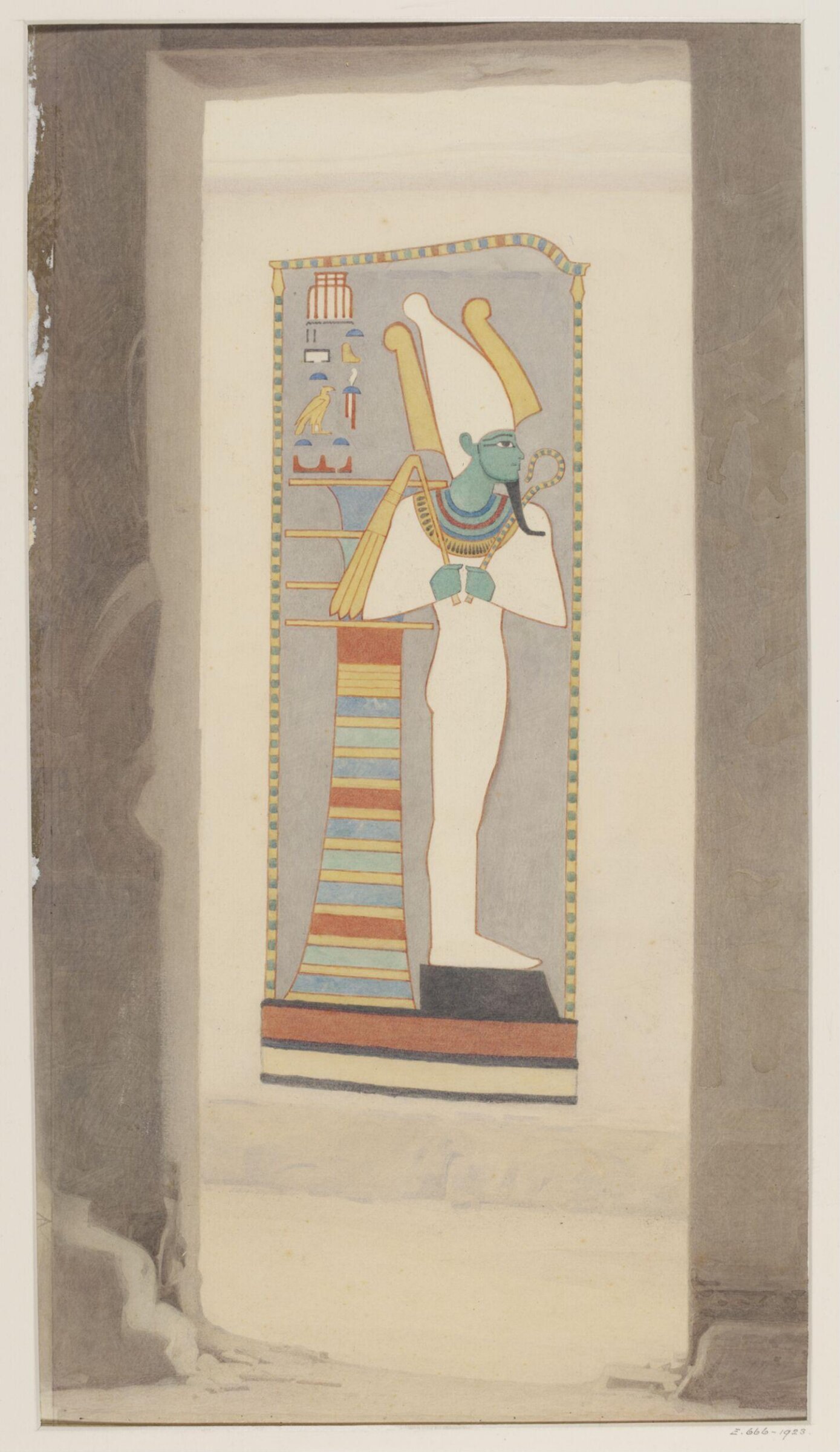 Osiris carrying a flail and crook, Lancelot Crane, ca. early 20th century