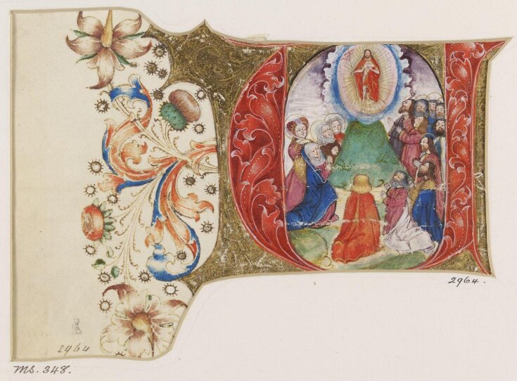 Historiated initial with the Ascension top image