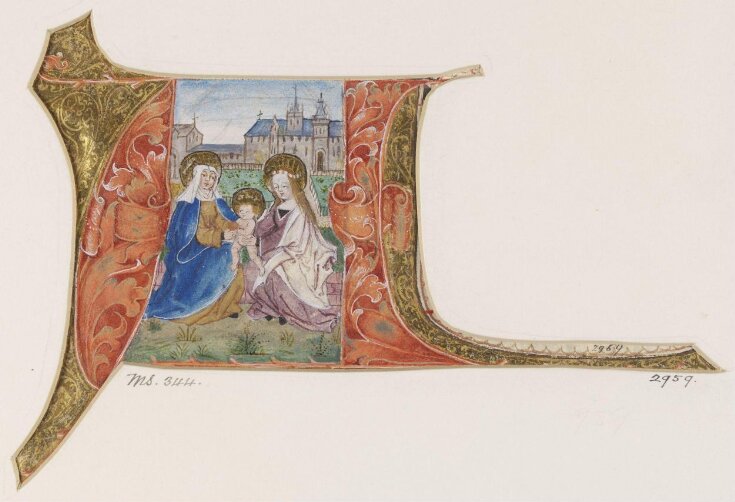 Historiated initial with St Anne, the Virgin and Christ Child top image