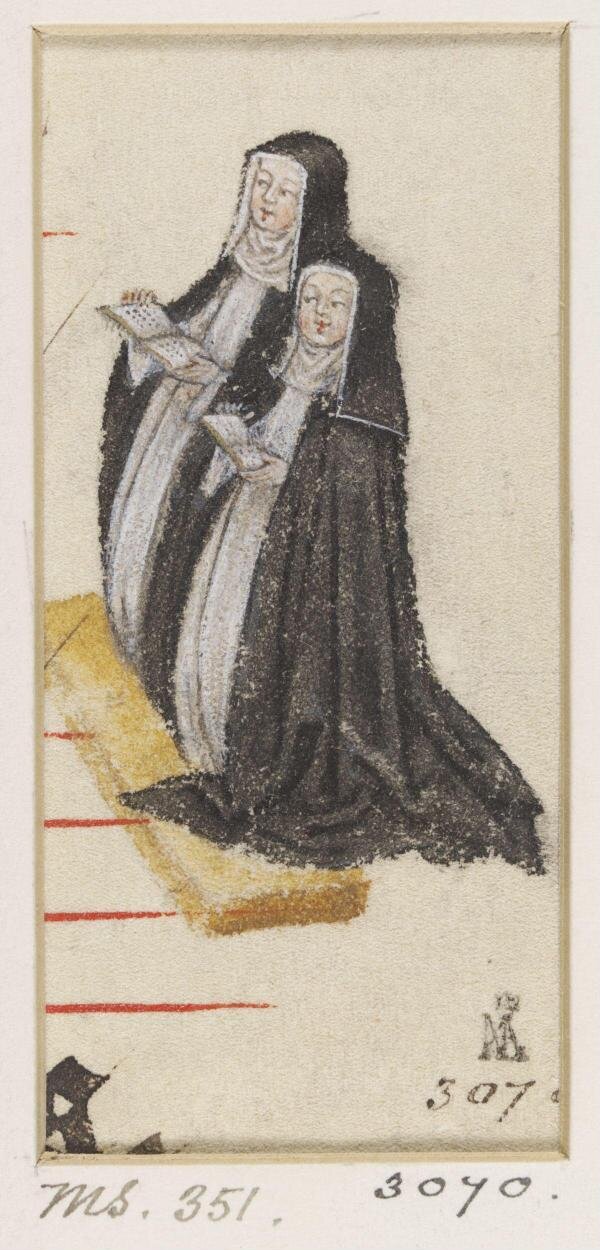 Cutting showing two kneeling Dominican nuns | V&A Explore The
