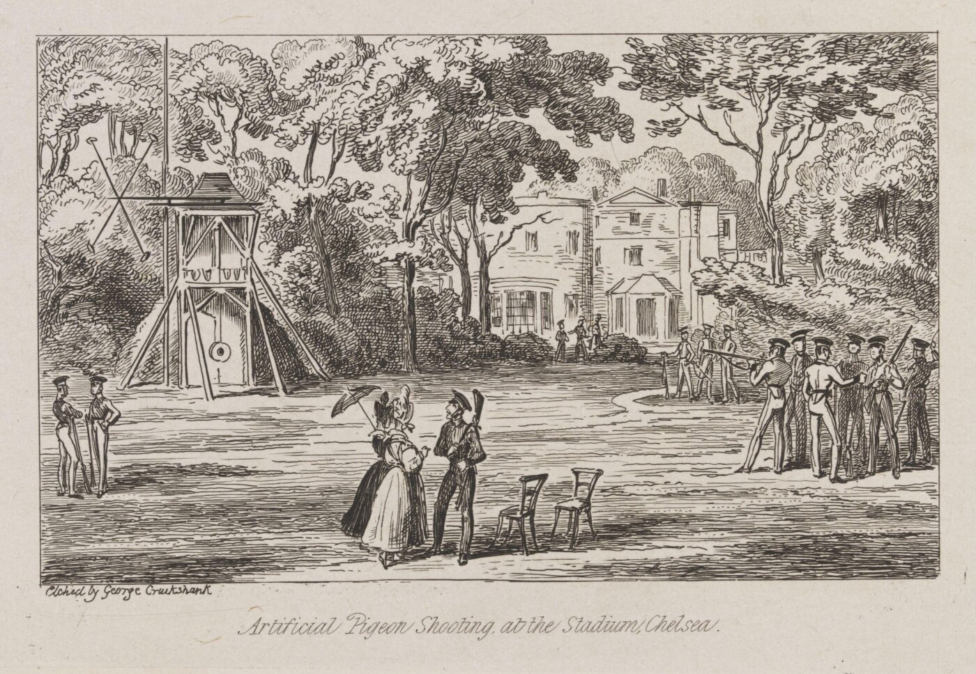 Cruikshank, George, Artificial Pigeon Shooting, at the Stadium, Chelsea.