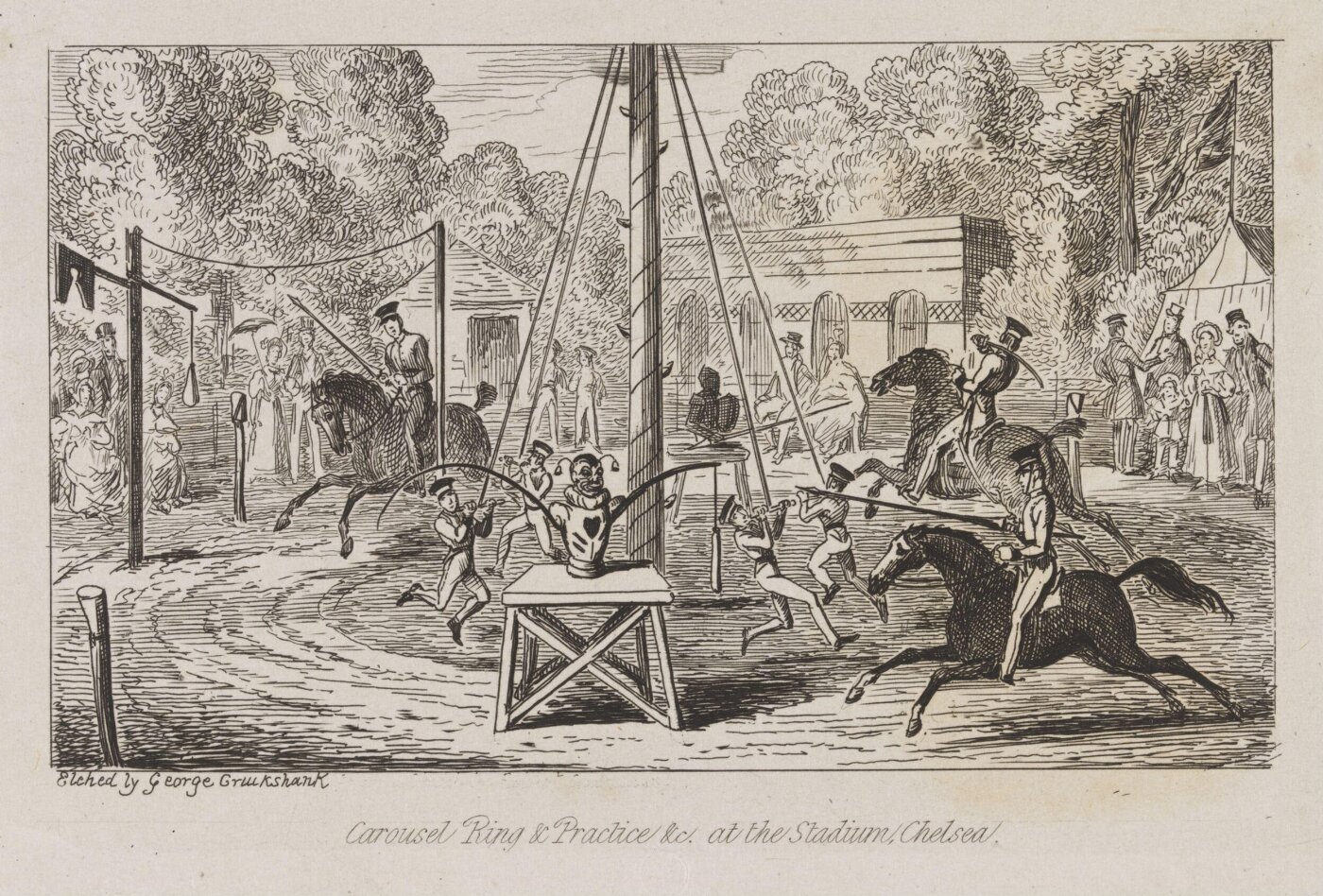 Cruikshank, George, Carousel Ring & Practice &c. at the Stadium, Chelsea.