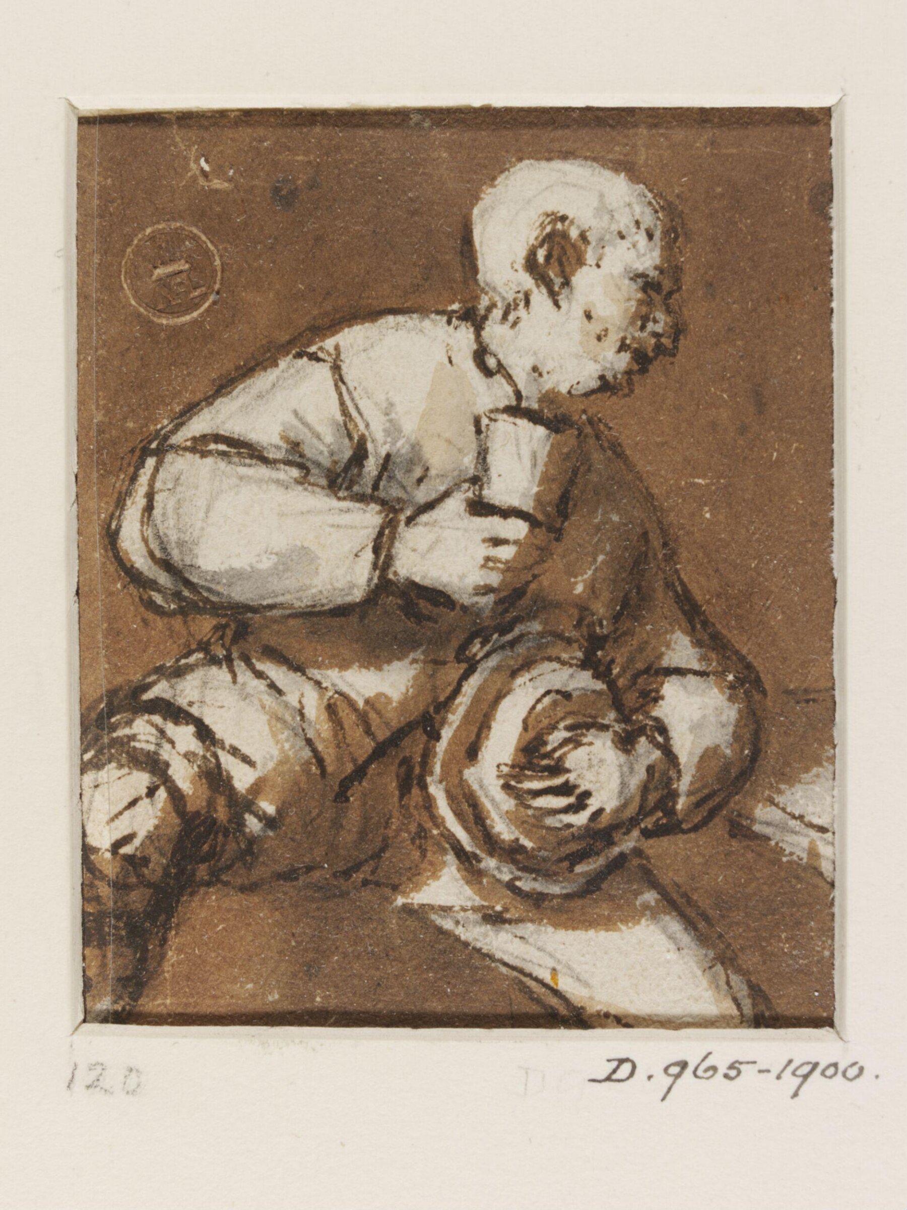 Man seated at a table, drinking a glass of beer, Isack van ostade, 17th century