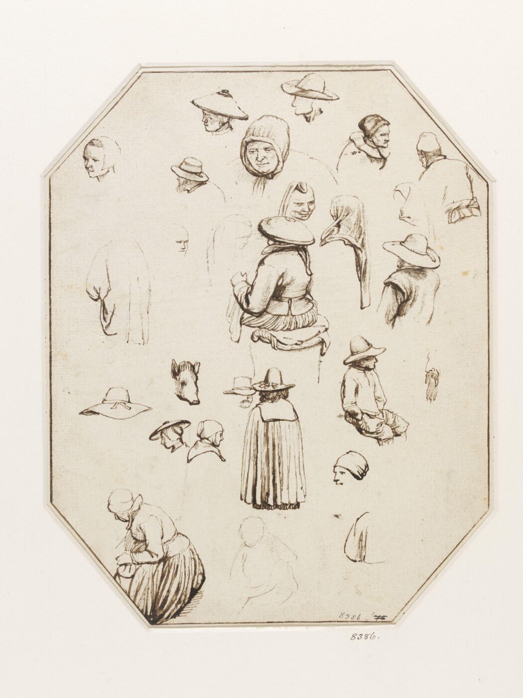 Anonymous, Studies of Hats and Head Coverings
