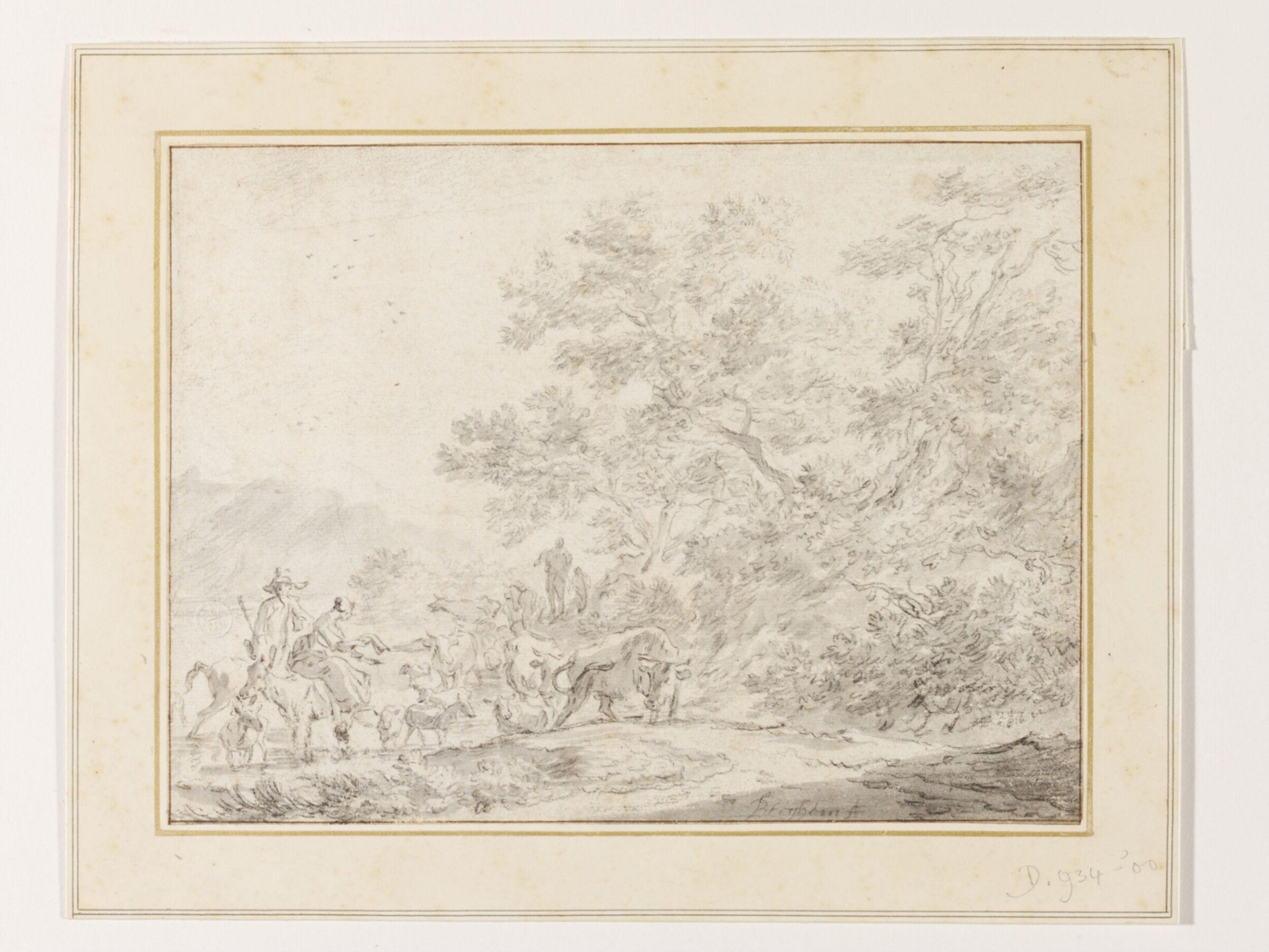Wooded Landscape with Herders, Cattle and Sheep Watering at a Stream, Nicolaes Berchem, After 1653