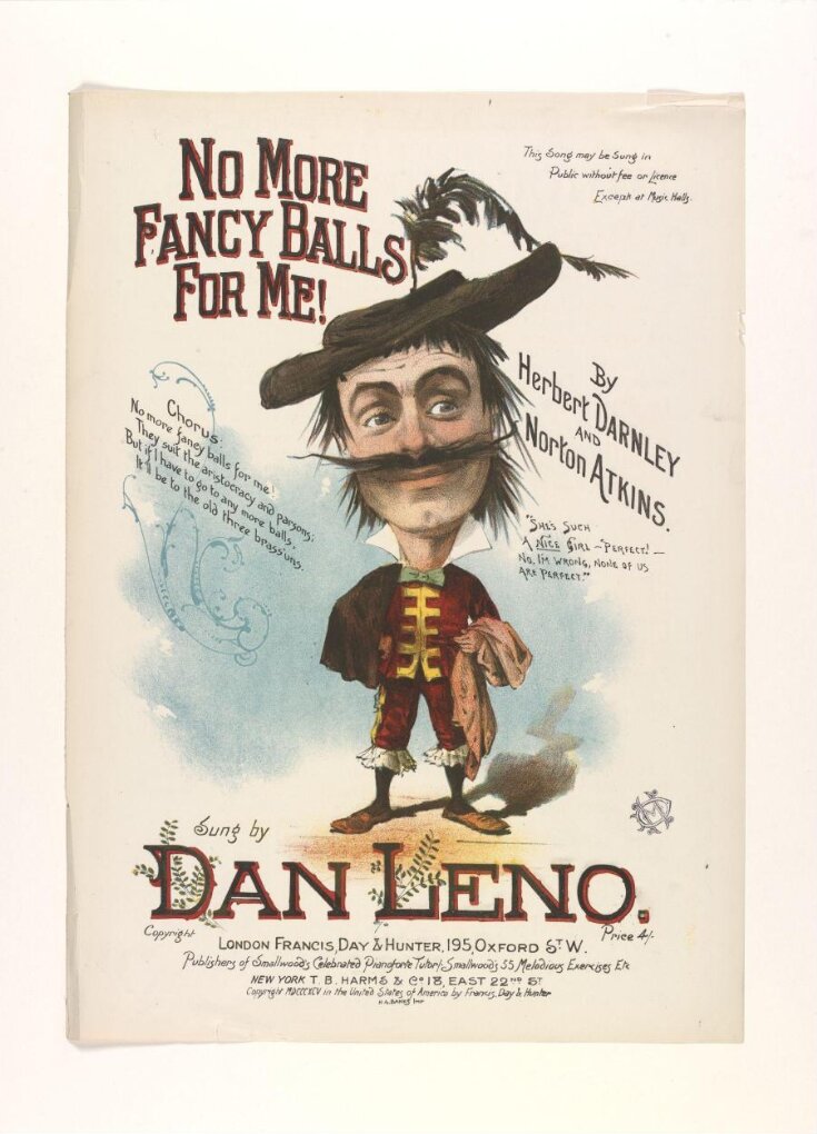 Music sheet for' No More Fancy Balls for M'e sung by Dan leno top image