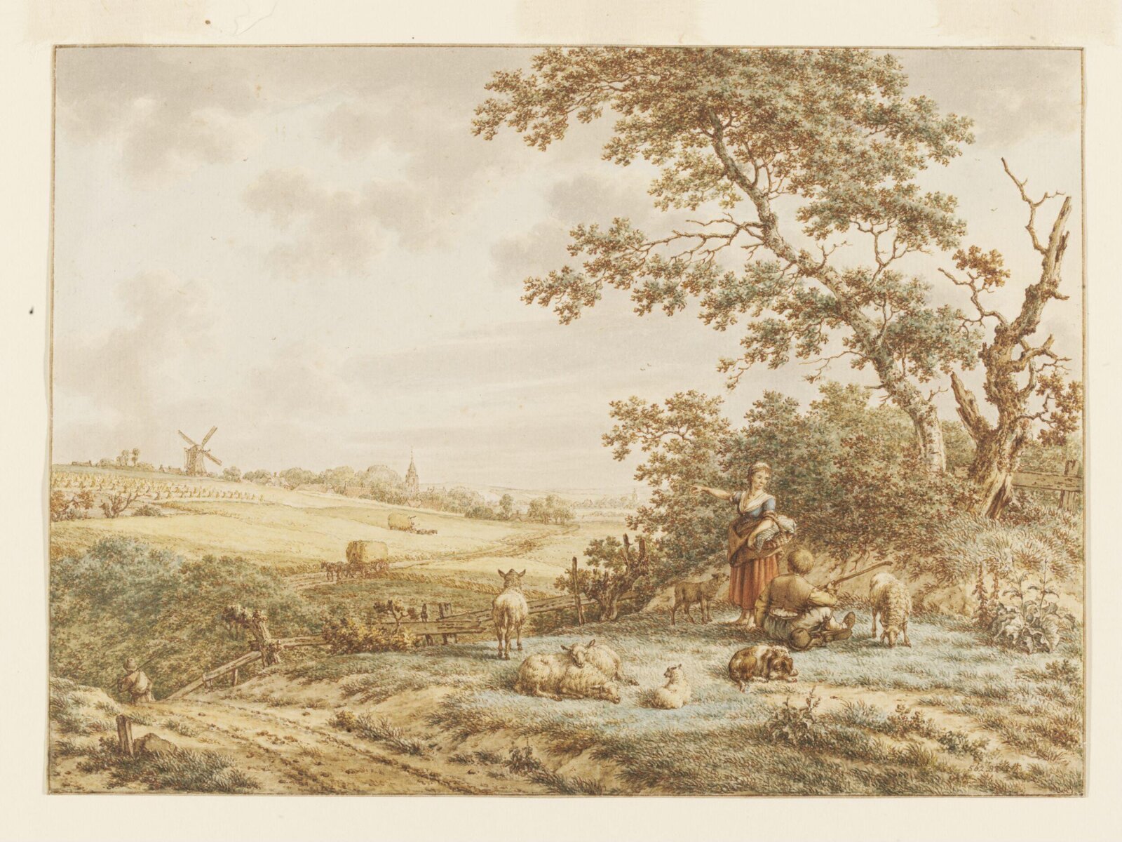 Landscape with Figures and Sheep, Jacob Cats, 1789