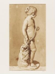 Statuette of a naked young girl holding a pice of drapery and a garland thumbnail 1