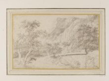 Landscape with the wooden bridge at Sulmona, near Tivoli thumbnail 1