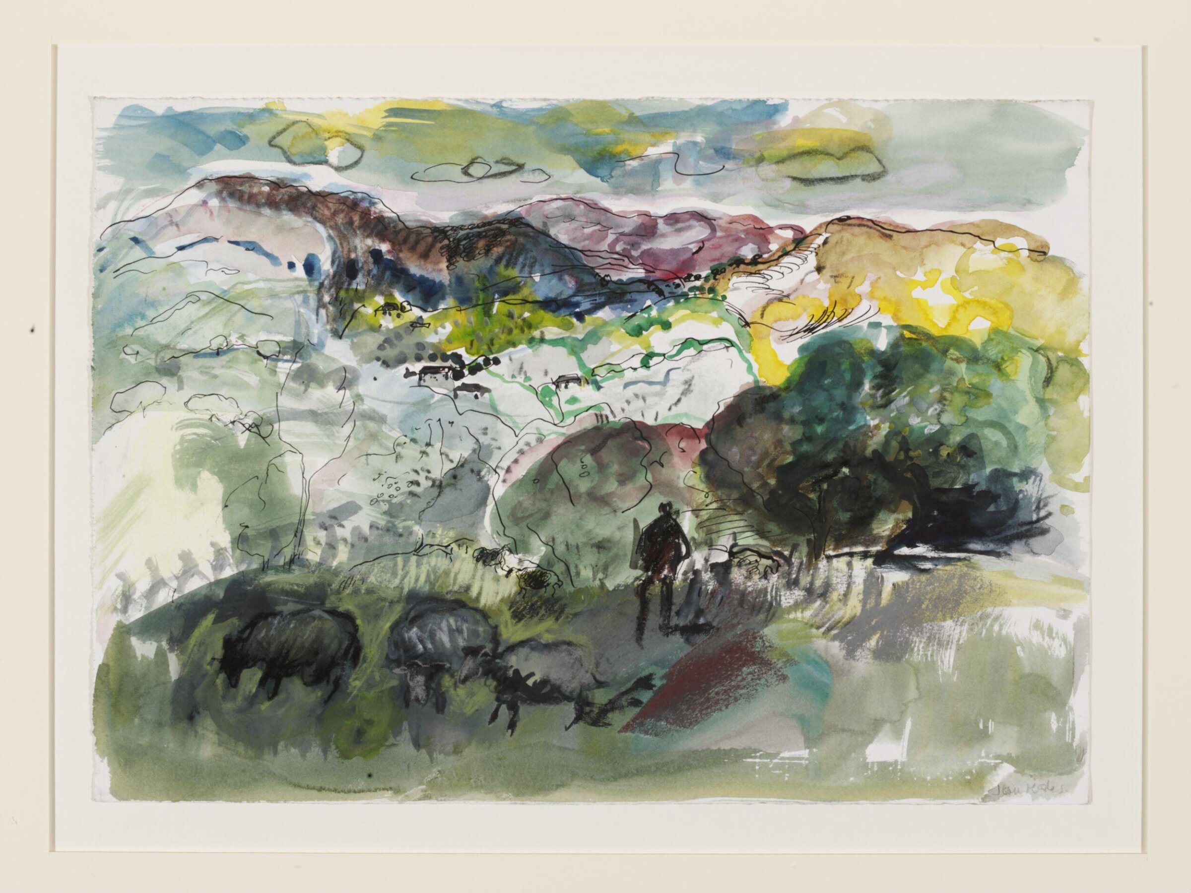 Landscape with sheep, Joan Hodes, 1989