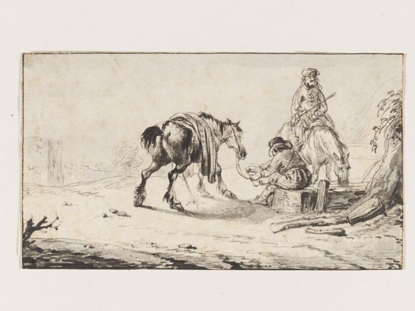 Two Riders with Horses at a Water Trough (17th century) by W. Verbeeck