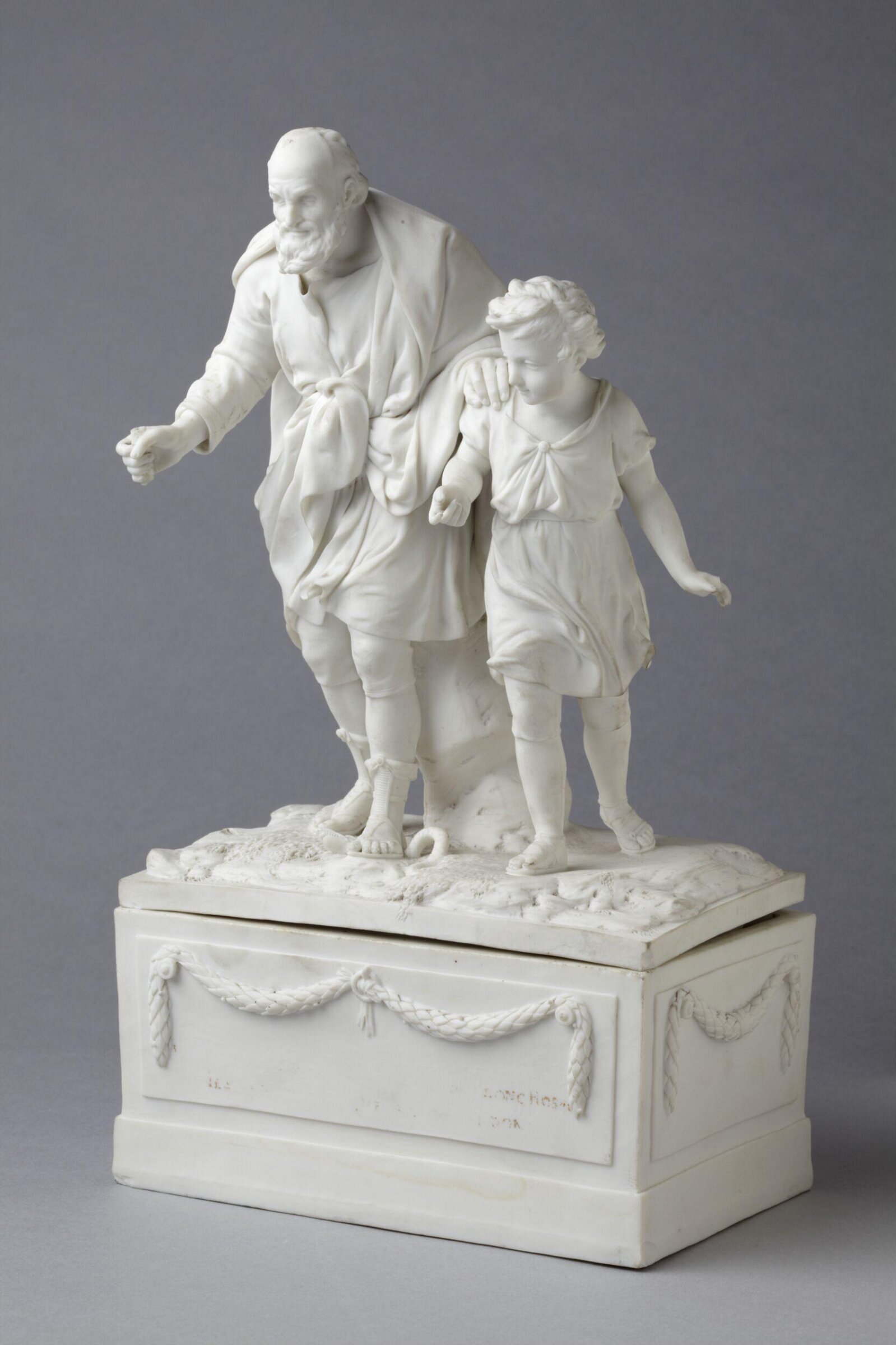 The blind Belisarius led by a boy over a serpent, Lunéville pottery factory, ca. 1765-1789