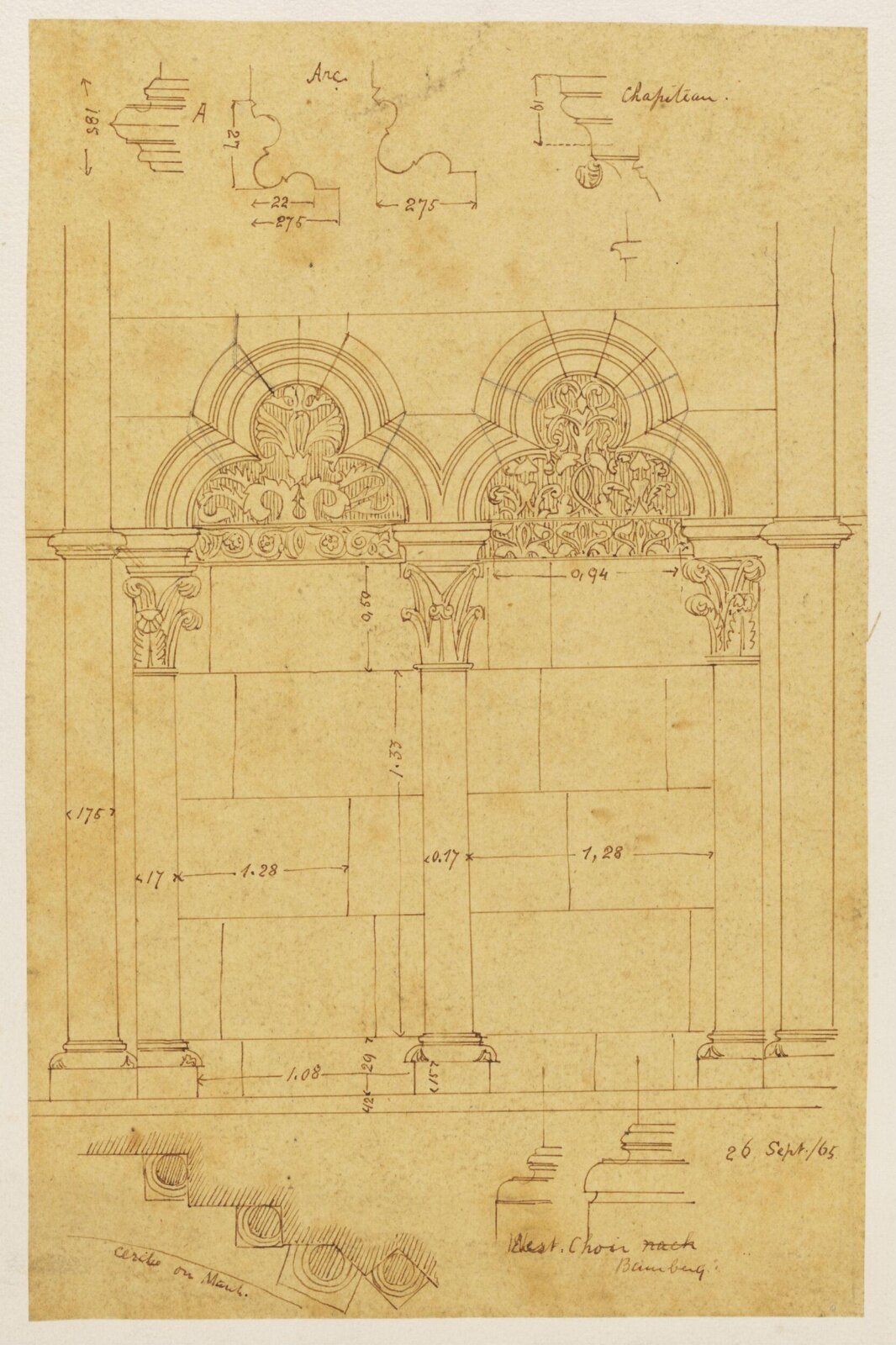 Drawing, Richard Phené Spiers, 26th Sept 1865