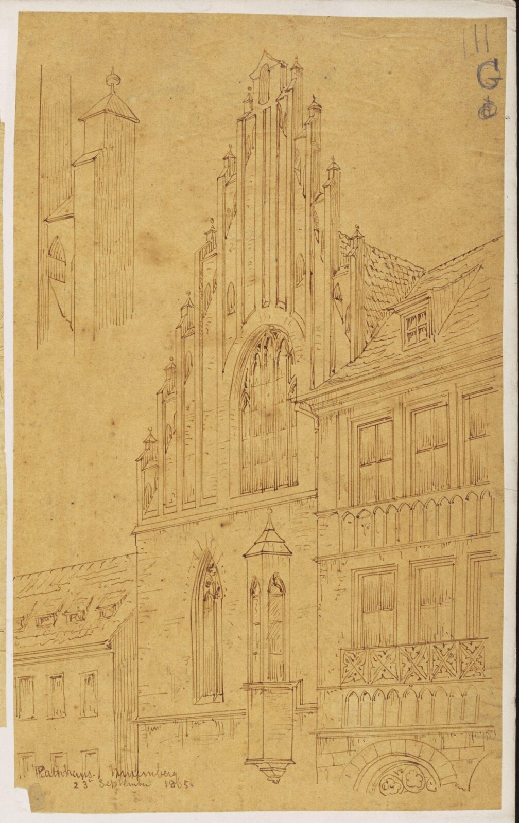 Drawing, Richard Phené Spiers, 23rd September 1865