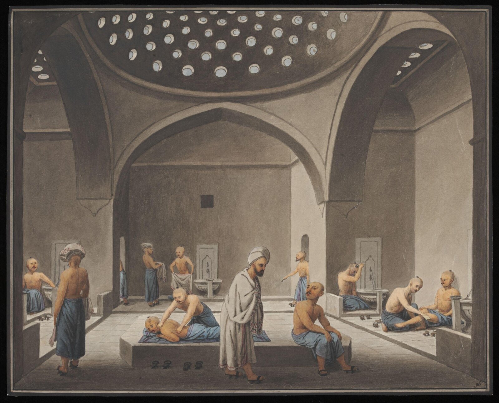 Hamam, or Turkish bath, about 1809