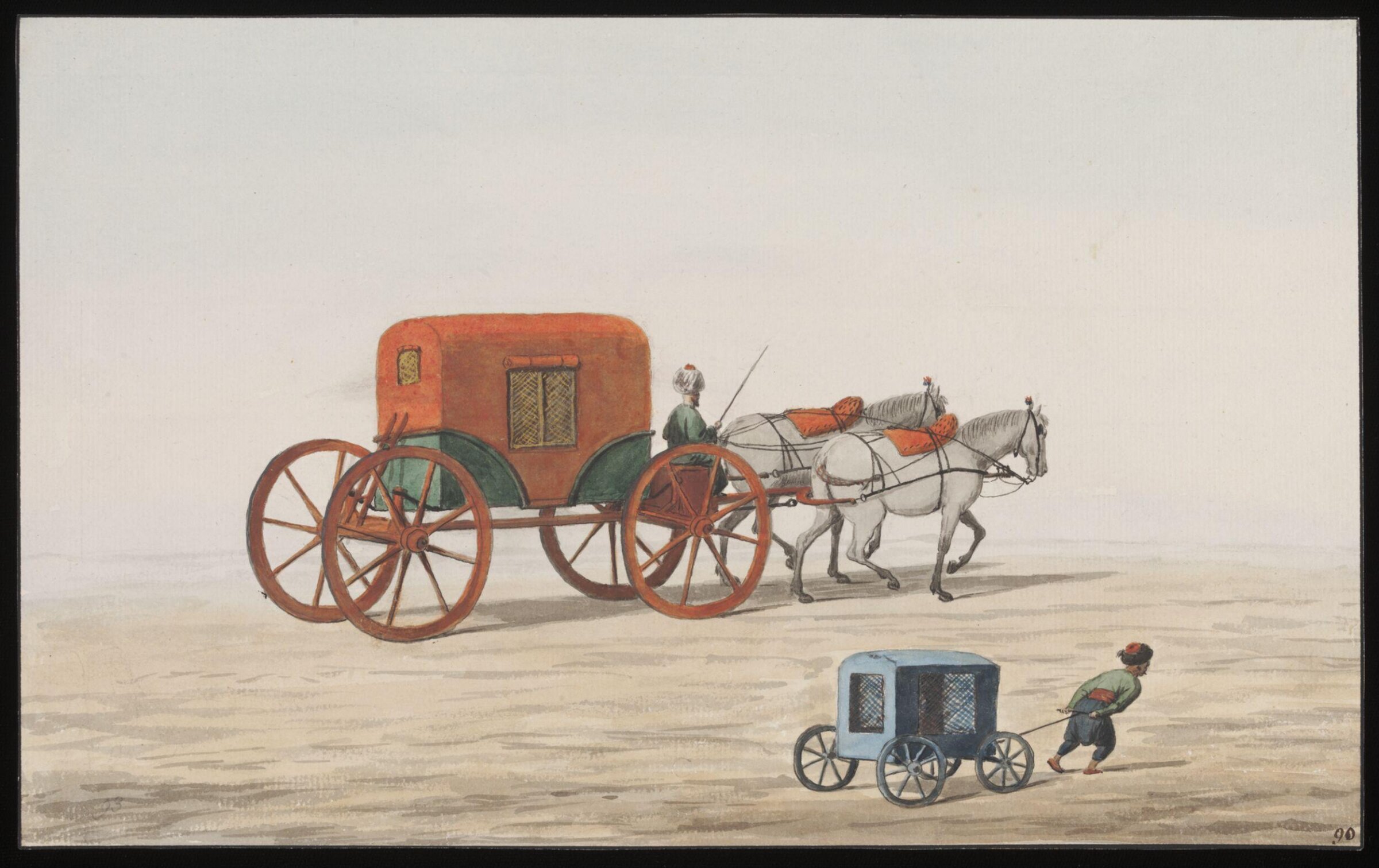Araba or carriage, and a small araba for children, about 1809