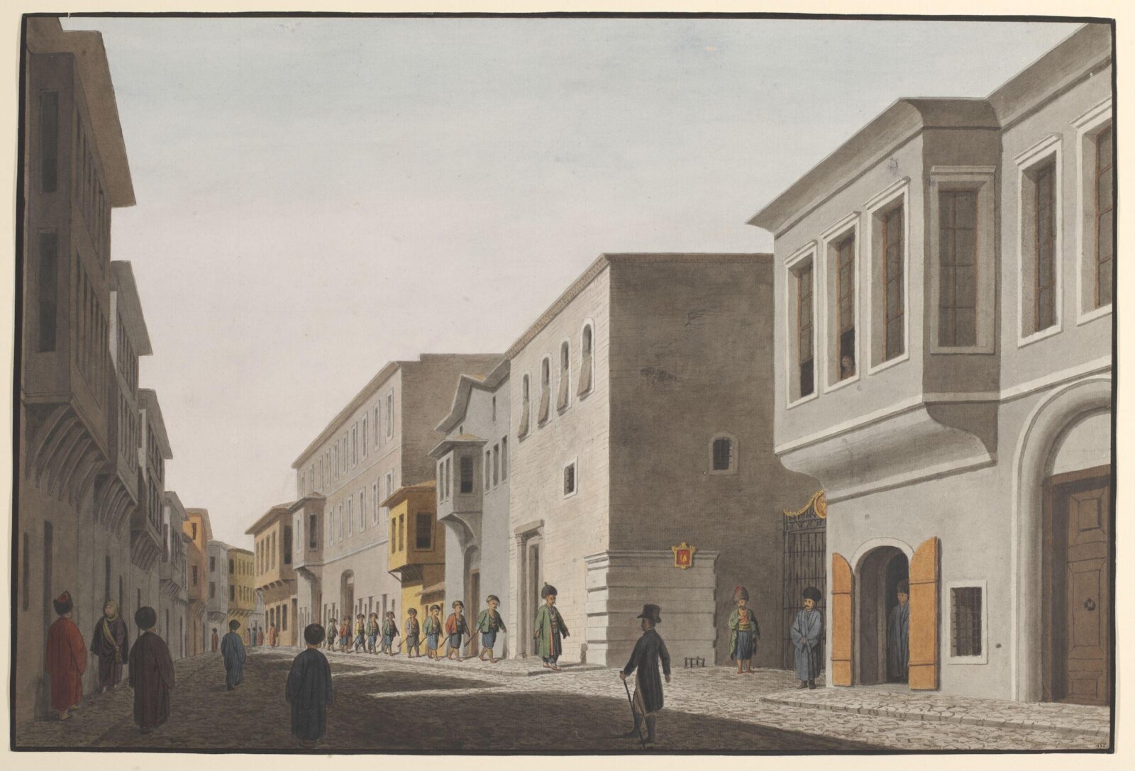 Street scene outside an embassy in Pera, about 1809