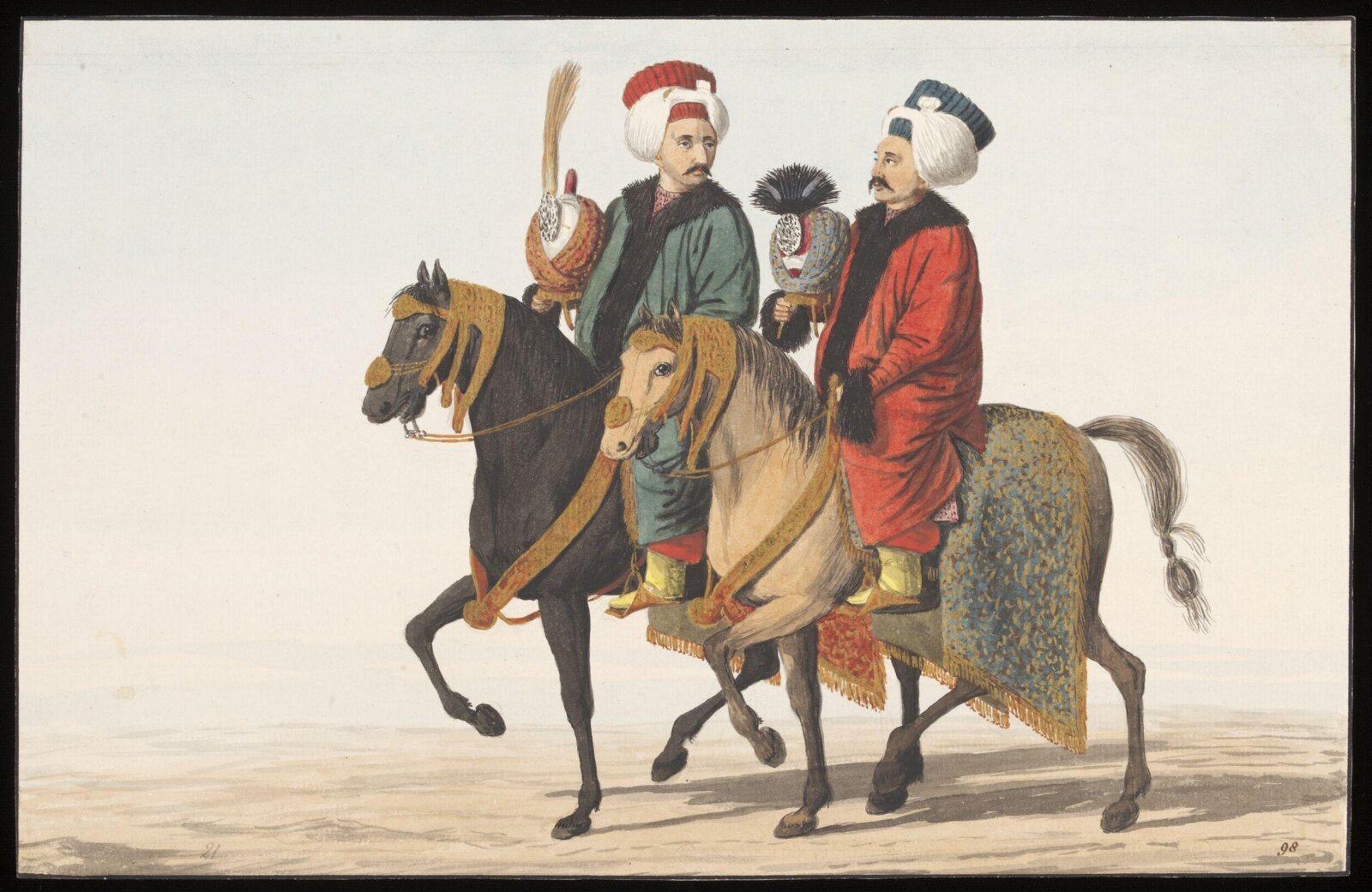 Two Royal Turban-Bearers on horseback, about 1809