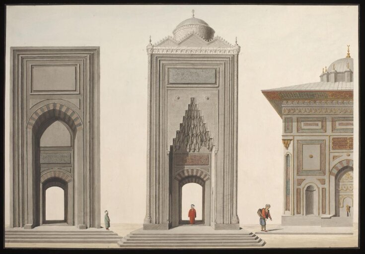 Elevations of two mosque portals, and part of the Hekimoglu Ali Pasha Fountain at Kabatas top image