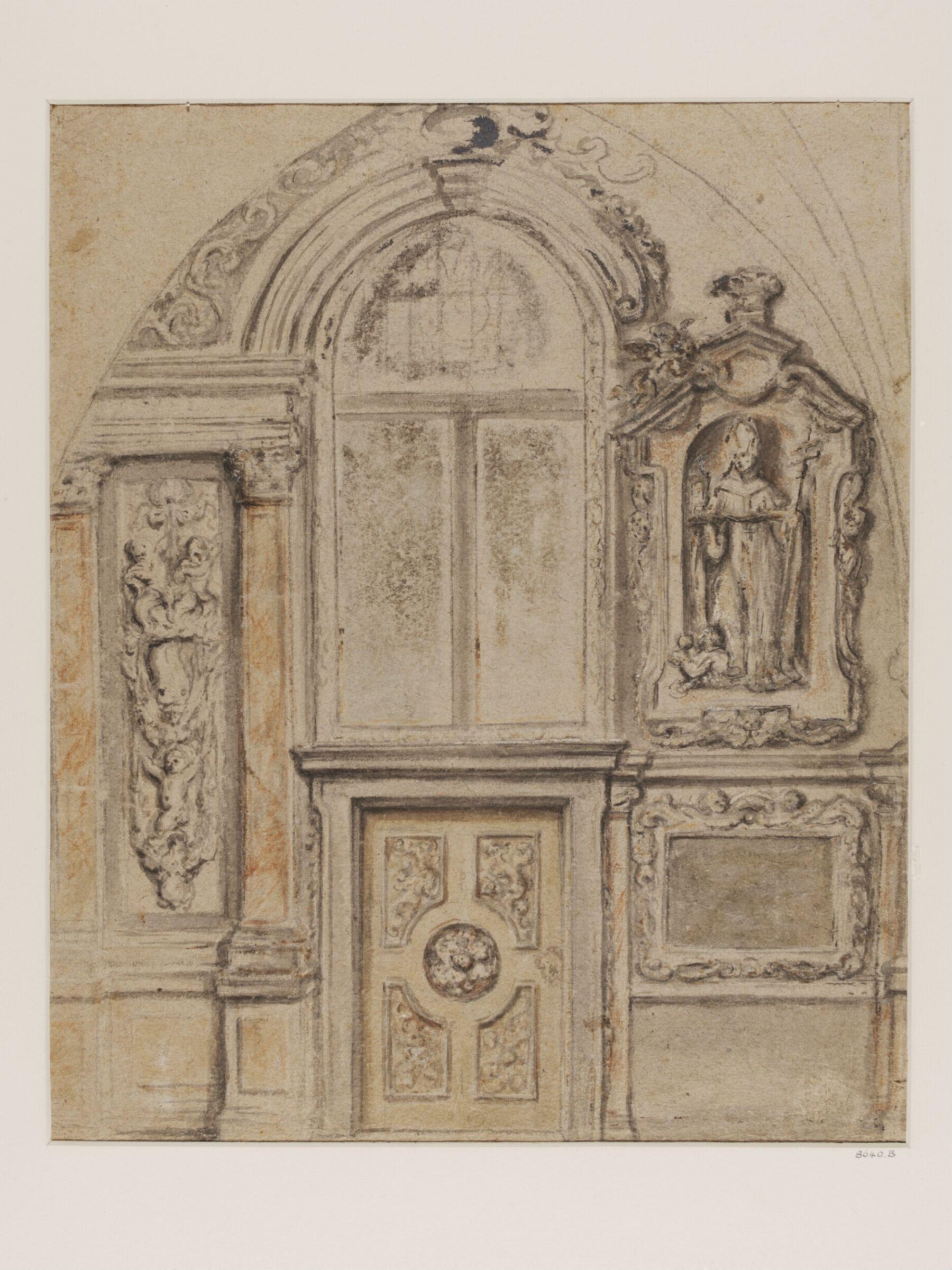 Design for a Window with an Arched Top Surmounting a Doorway, Jan Erasmus Quellinus, mid 17th century - early 18th century