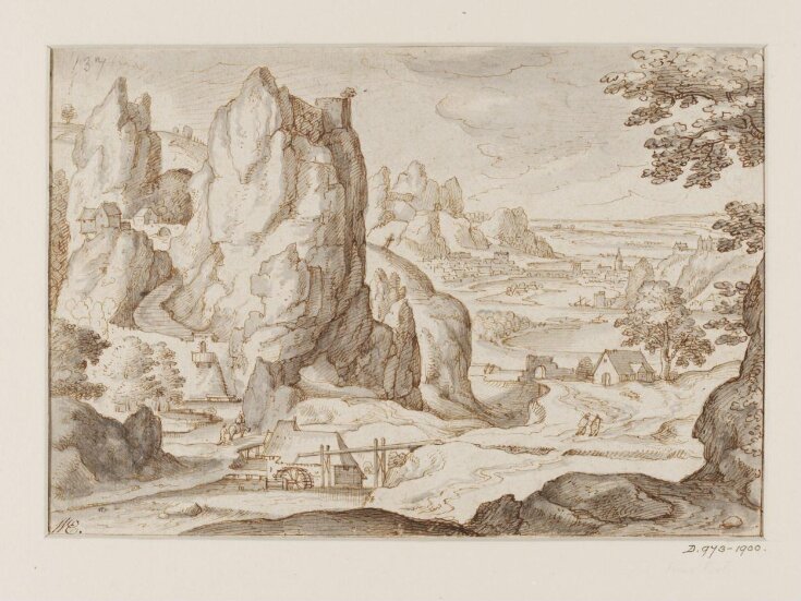 Mountainous River Landscape with a Watermill in the Foreground top image