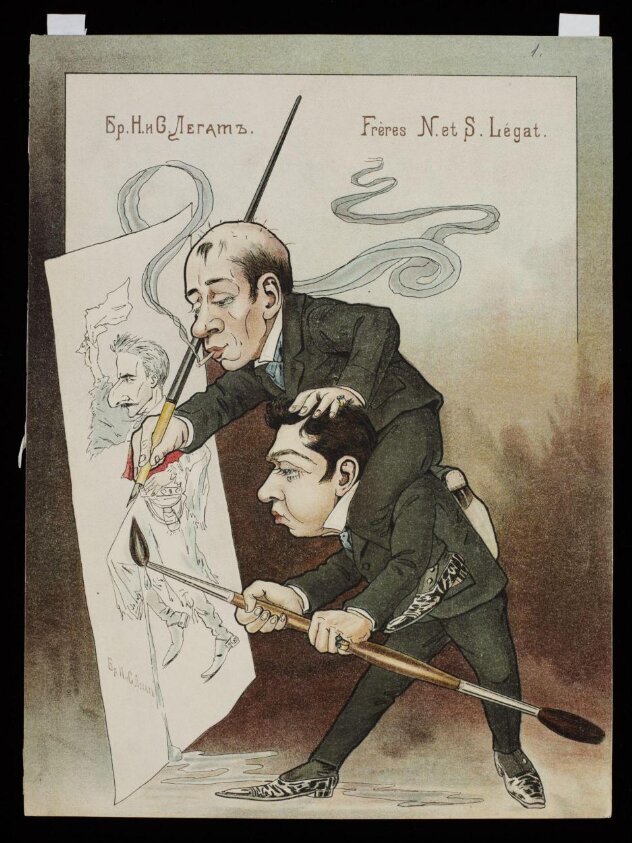 Caricature of themselves by Nicolai and Sergei Legat (1902-1905) by Francis Legat