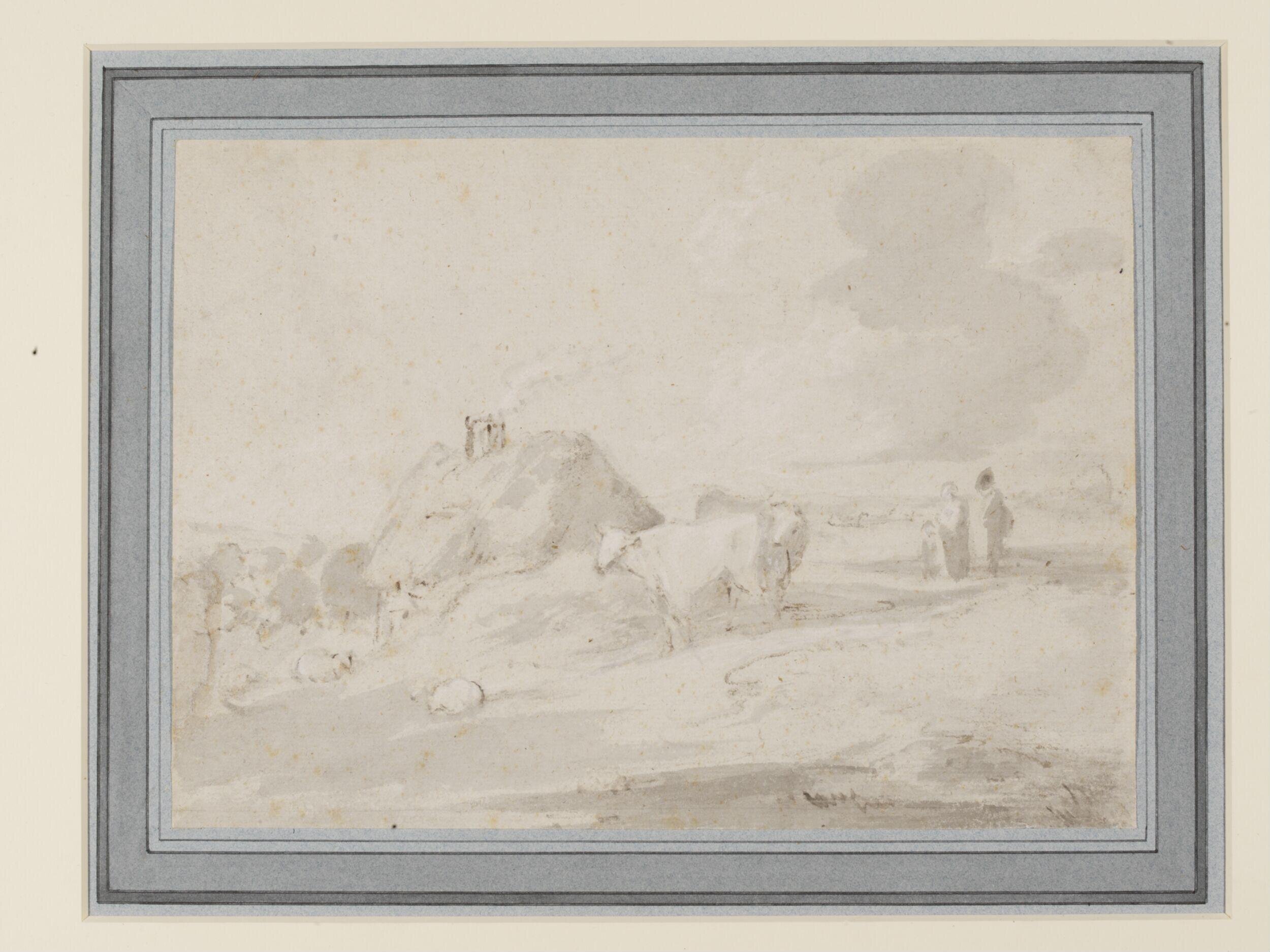 Open Landscape with Cottage, Figures and Animals