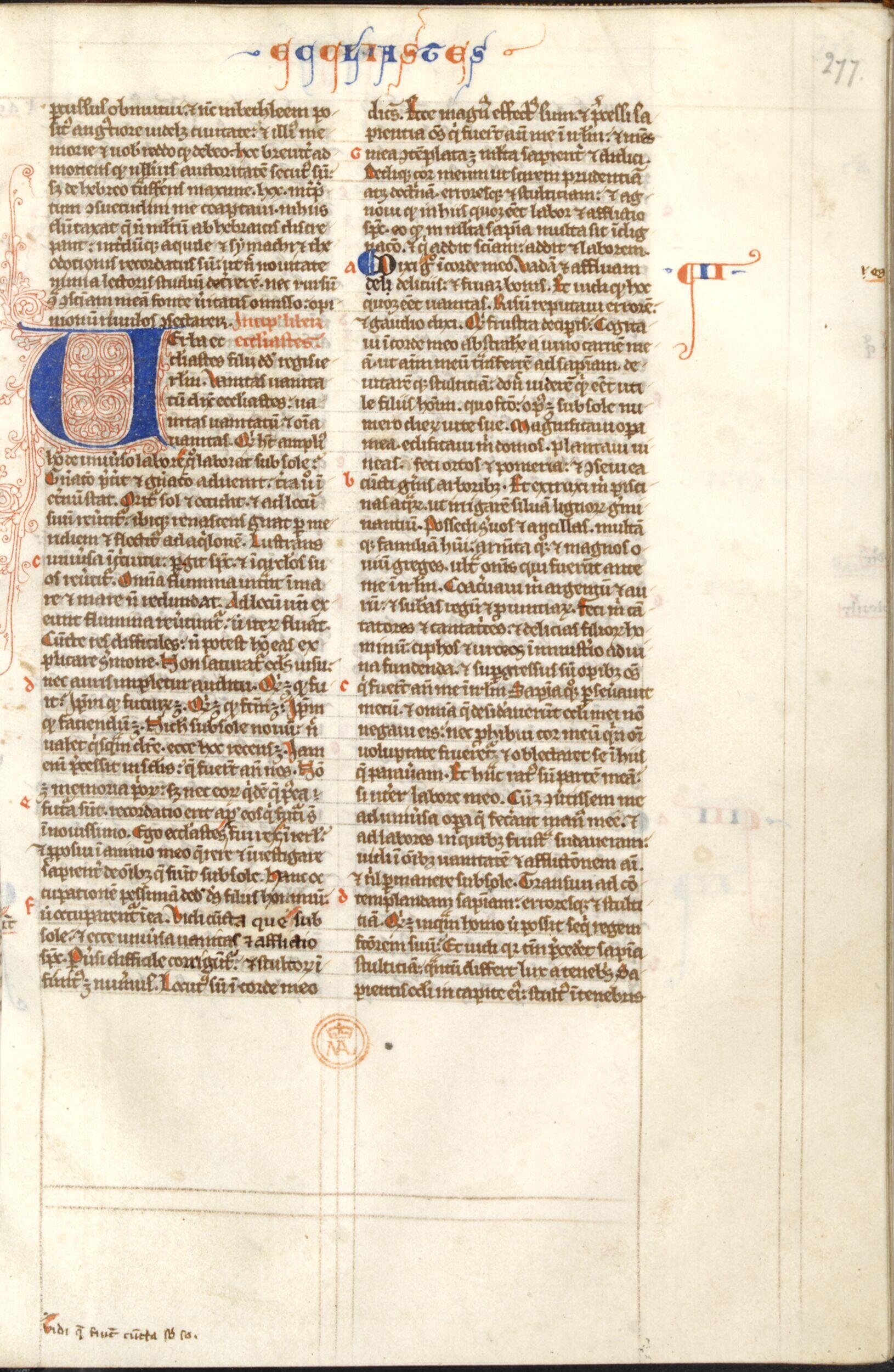 Bible, with prologues and Interpretation of Hebrew names, in Latin