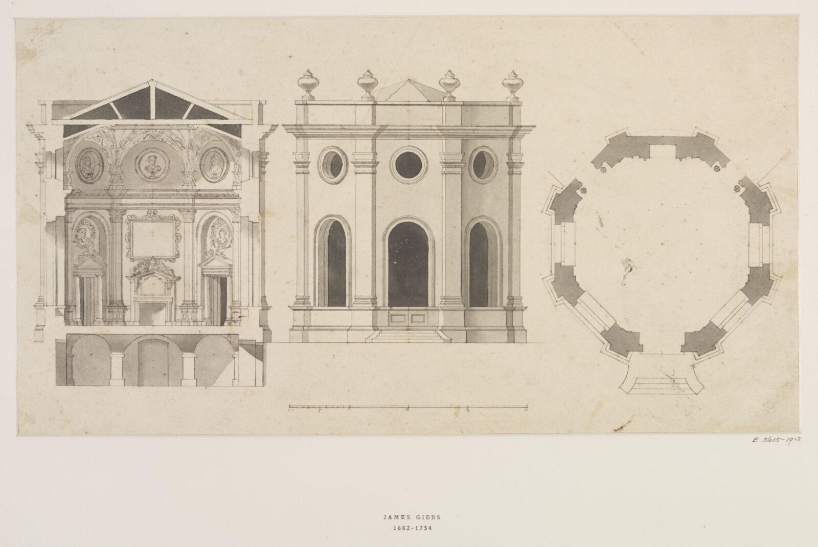 Drawing, James Gibbs, c. 1716-21