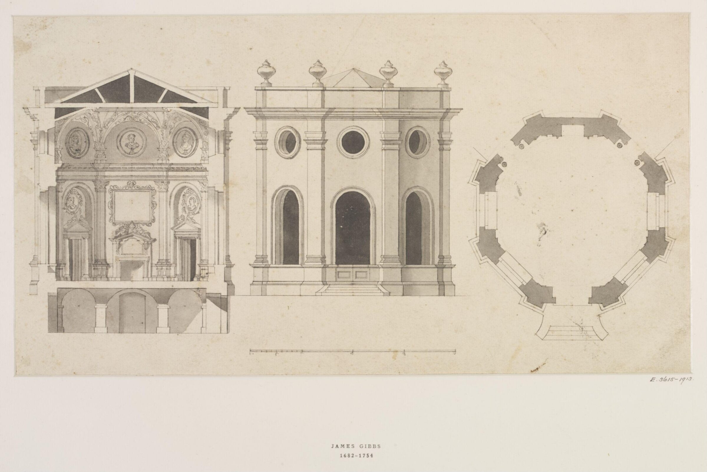 Drawing, James Gibbs, c. 1716-21